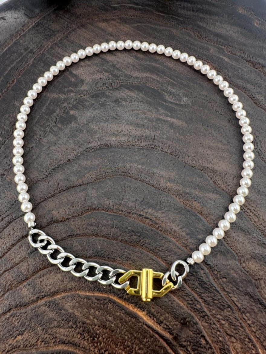 6726 PEARL CHAIN NECKLACE WITH GOLD CLASP