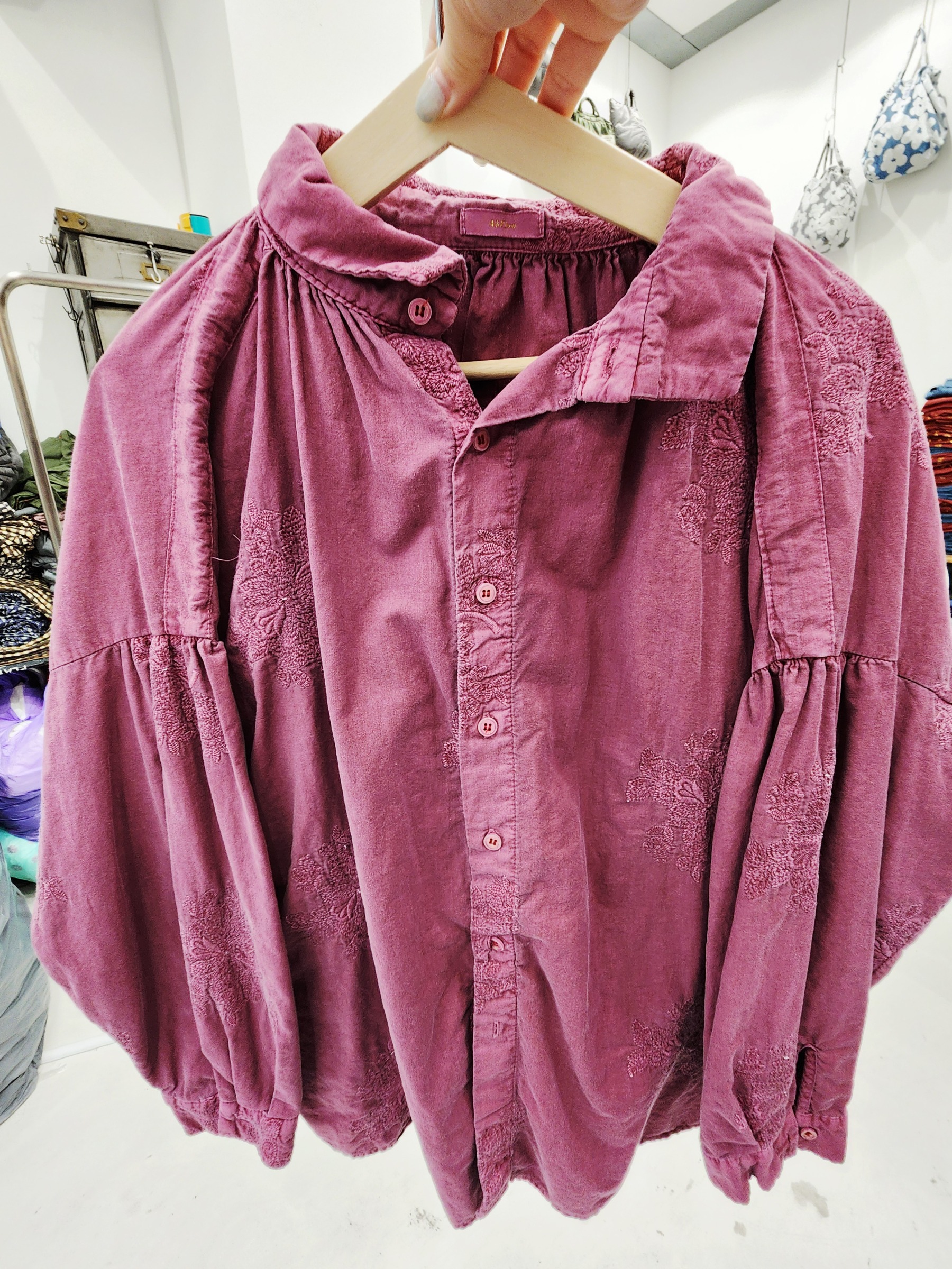 8509K ROSE PINK BOHO, LACE BLOUSE, RELAXED FIT, with EMBROIDERED FLORAL DETAILS