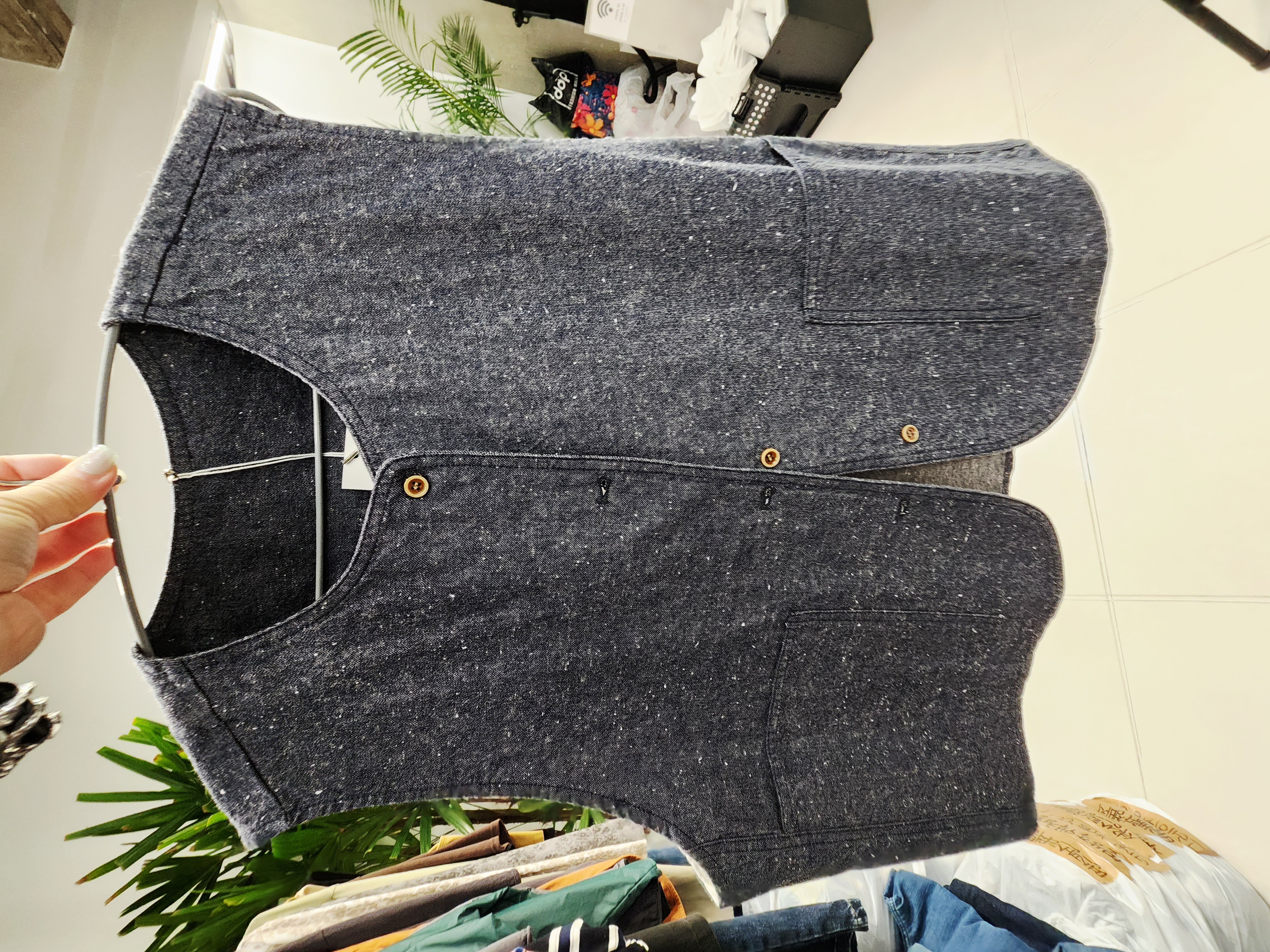 8802K BLUE VINTAGE, TWEED VEST, RELAXED FIT, WITH BUTTON FRONT