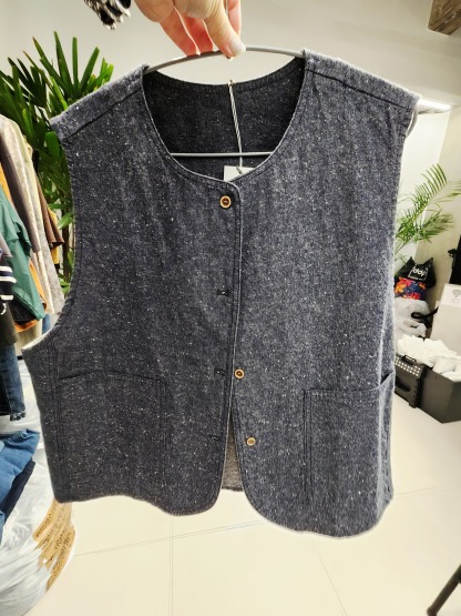 8802K BLUE VINTAGE, TWEED VEST, RELAXED FIT, WITH BUTTON FRONT