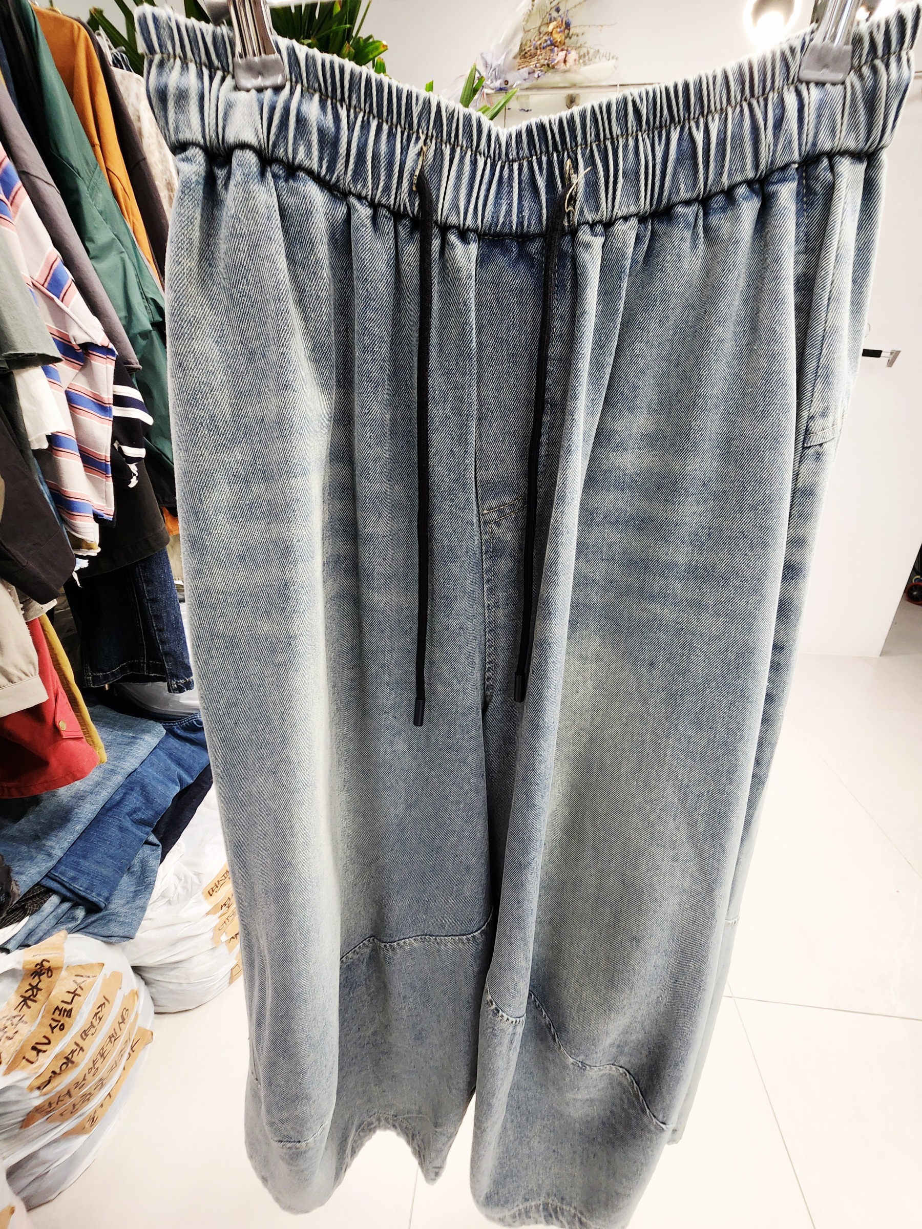 8813K LIGHT BLUE CASUAL, DENIM TROUSERS, RELAXED FIT, with ELASTIC WAISTBAND