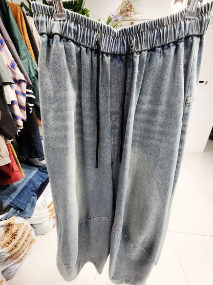8813K LIGHT BLUE CASUAL, DENIM TROUSERS, RELAXED FIT, with ELASTIC WAISTBAND