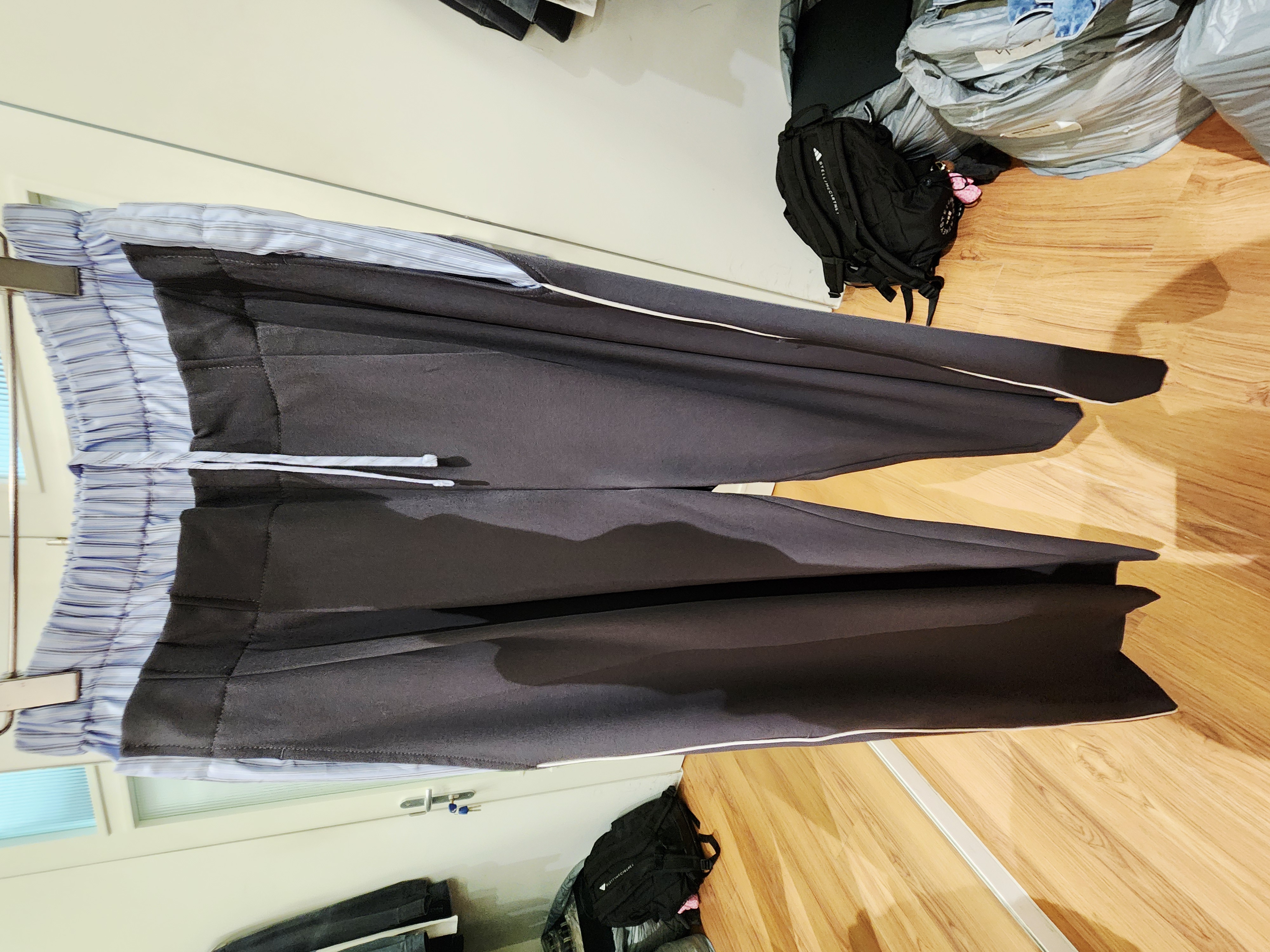 8476K GRAY CASUAL, STRIPED TROUSERS, RELAXED FIT, WITH ELASTIC WAISTBAND