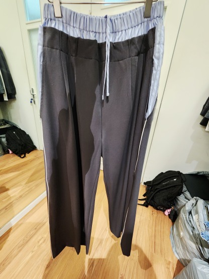 8476K GRAY CASUAL, STRIPED TROUSERS, RELAXED FIT, WITH ELASTIC WAISTBAND