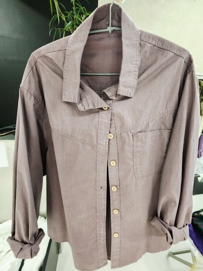 8811K LAVENDER CASUAL, LINEN SHIRT, RELAXED FIT, with WOODEN BUTTONS