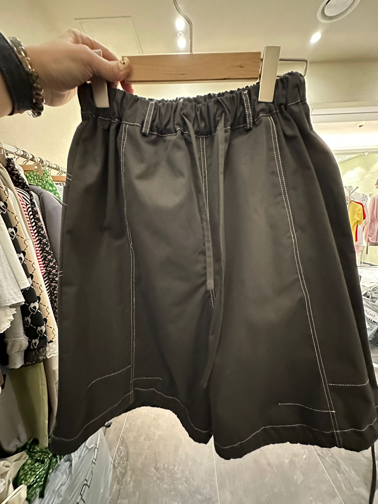 6925S DARK GREY CASUAL, MINIMALIST SHORTS, RELAXED FIT, with ELASTIC WAISTBAND