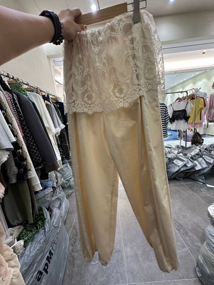 6926S IVORY ELEGANT, LACE TROUSERS, RELAXED FIT, with LACE DETAILING