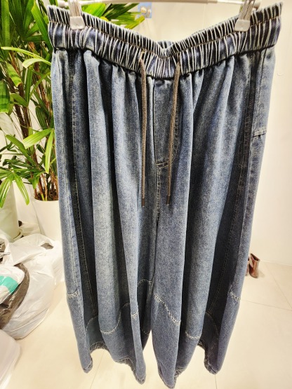 8814K DARK BLUE CASUAL, DENIM TROUSERS, RELAXED FIT, WITH ELASTIC WAISTBAND