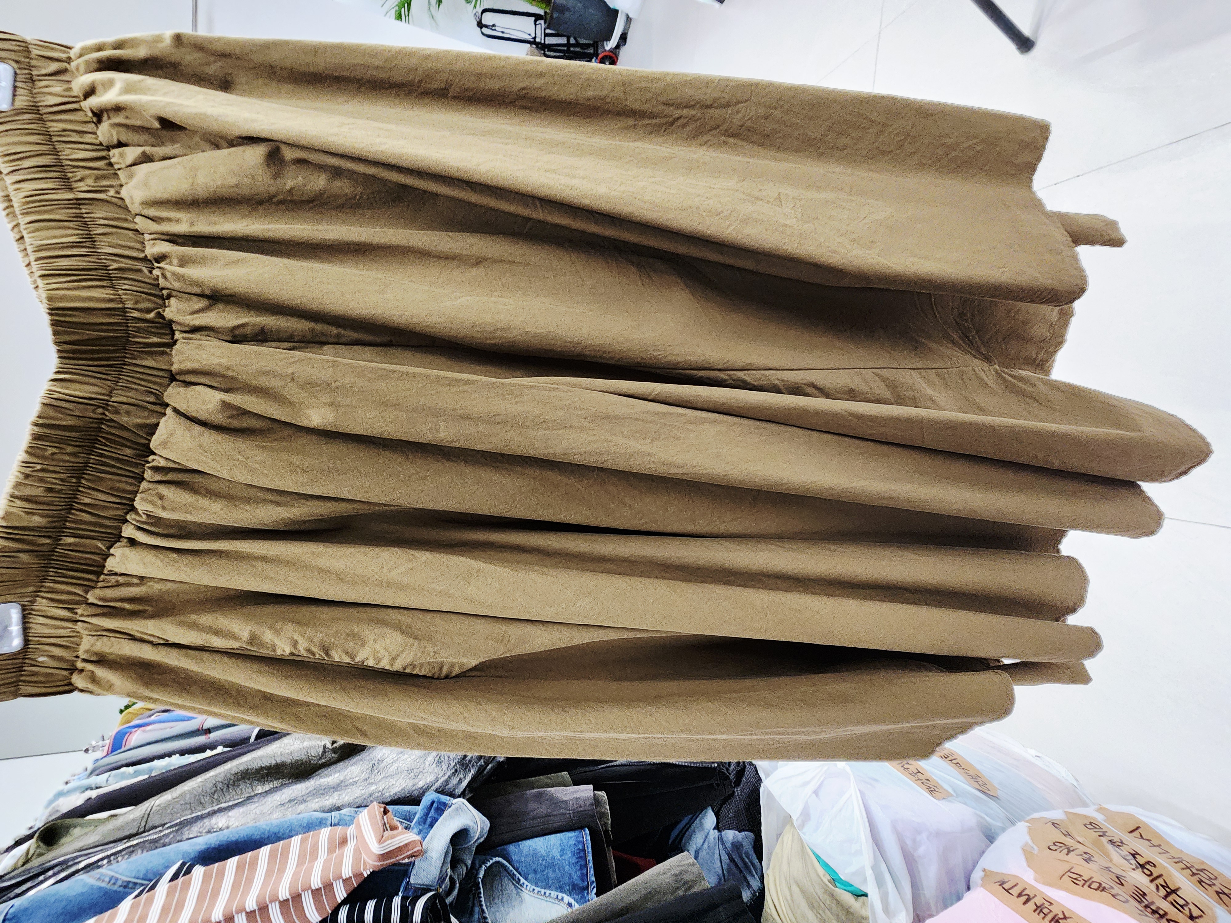 8820K BROWN BOHO, LINEN CULOTTES WITH LAYERS, RELAXED FIT, WITH ELASTIC WAISTBAND
