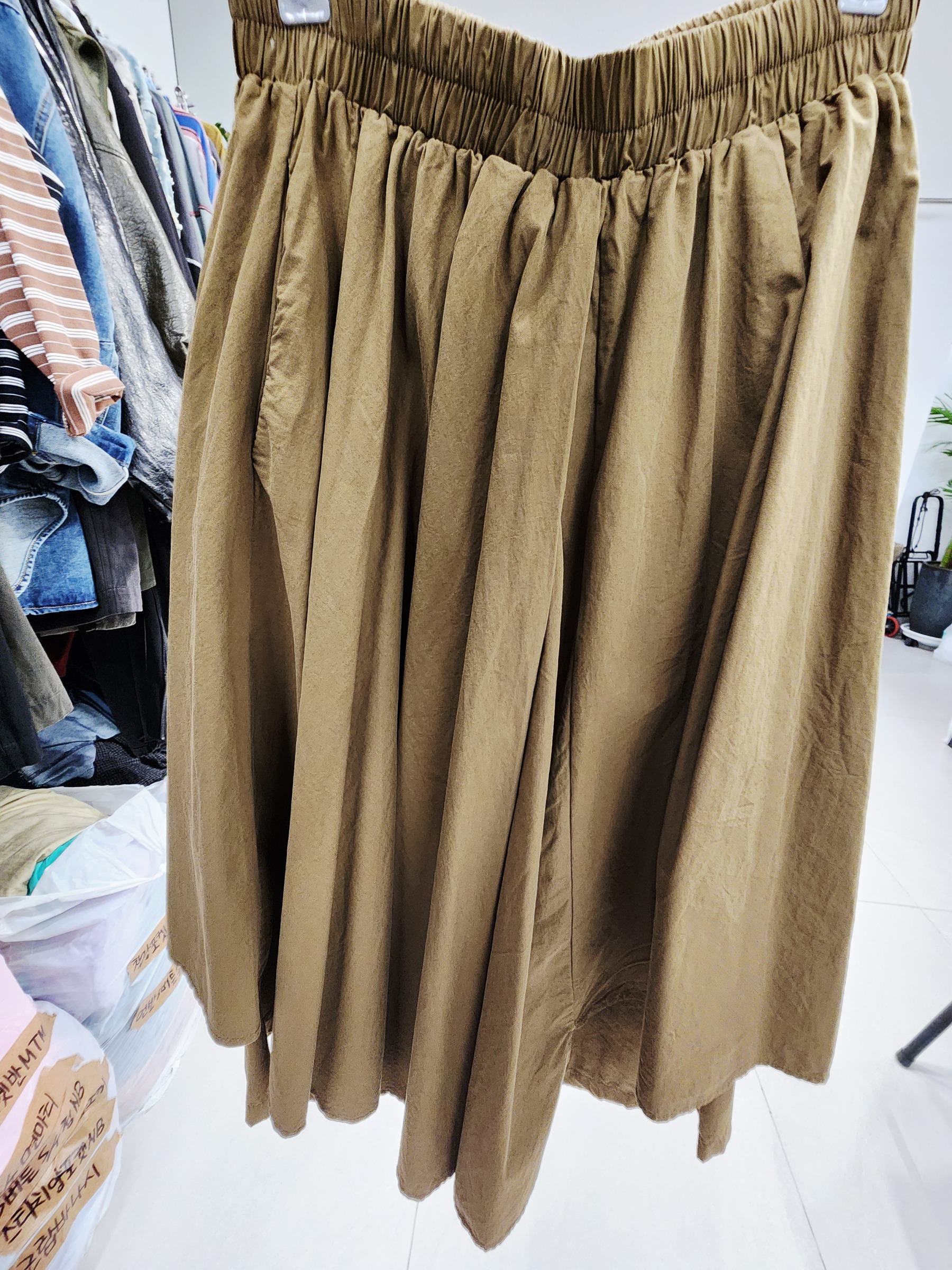 8820K BROWN BOHO, LINEN CULOTTES WITH LAYERS, RELAXED FIT, WITH ELASTIC WAISTBAND