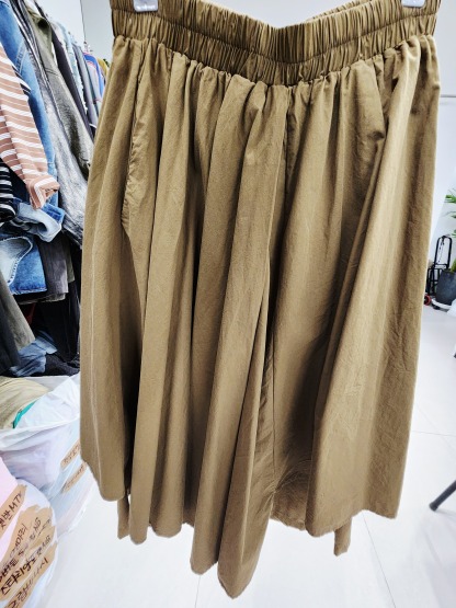 8820K BROWN BOHO, LINEN CULOTTES WITH LAYERS, RELAXED FIT, WITH ELASTIC WAISTBAND