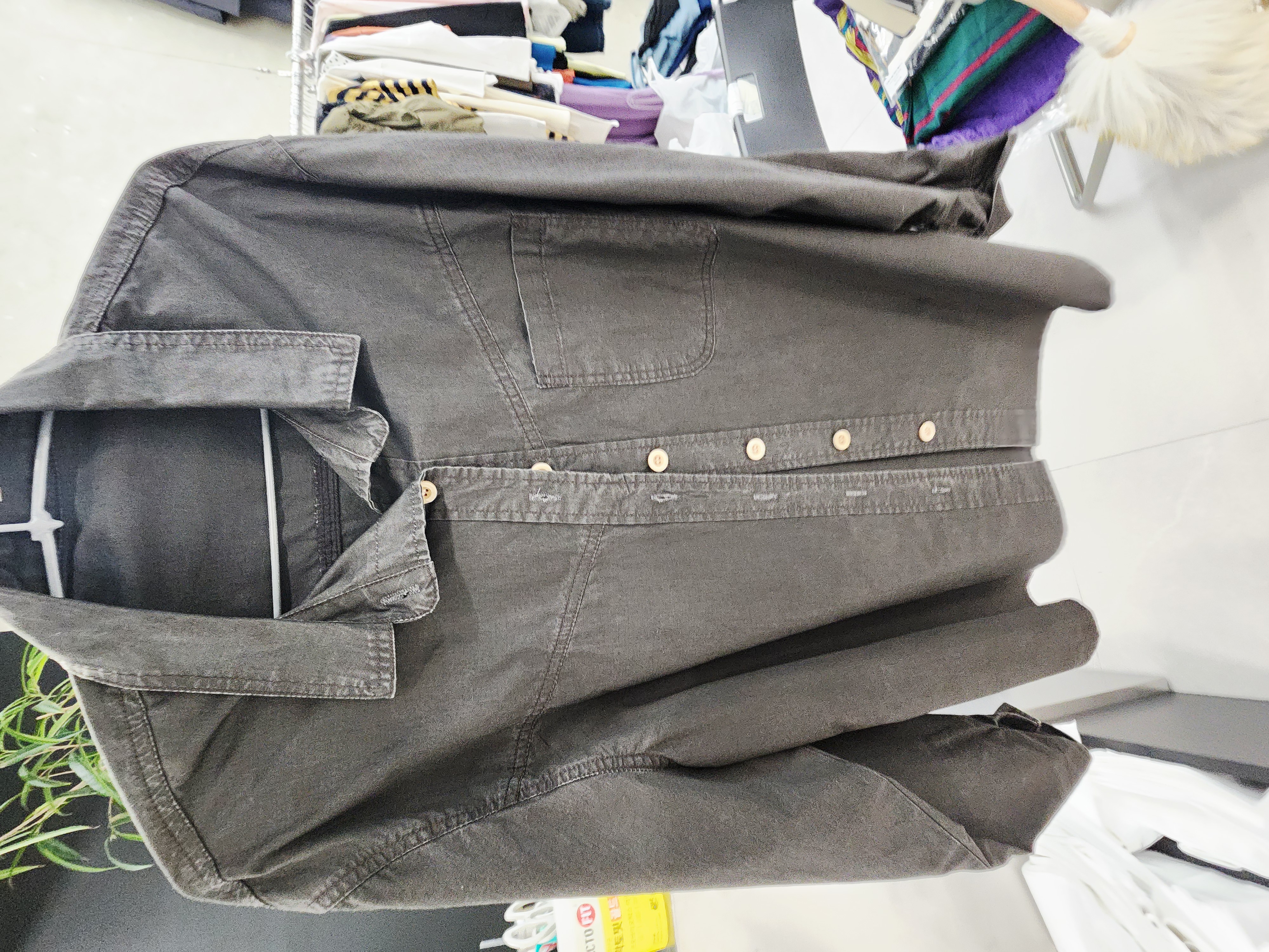 8812K CHARCOAL CASUAL, DENIM SHIRT, RELAXED FIT, WITH BUTTON FRONT CLOSURE