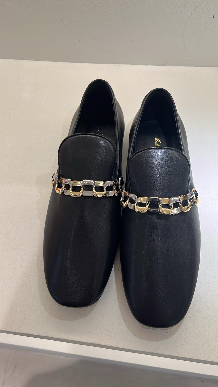 4351S BLACK ELEGANT LOAFERS with CHAIN DETAILING