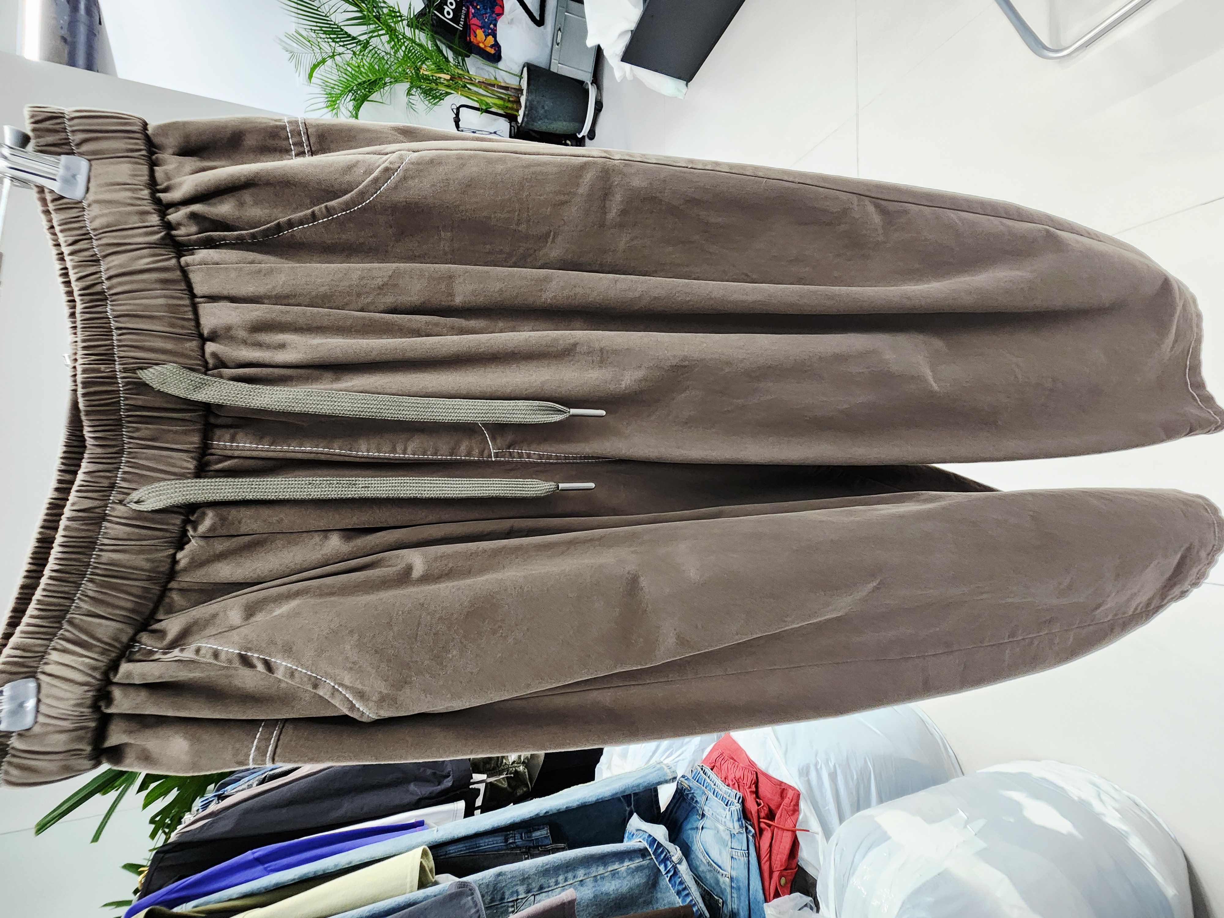 0912T TAUPE TROUSERS WITH DRAWSTRING WAIST