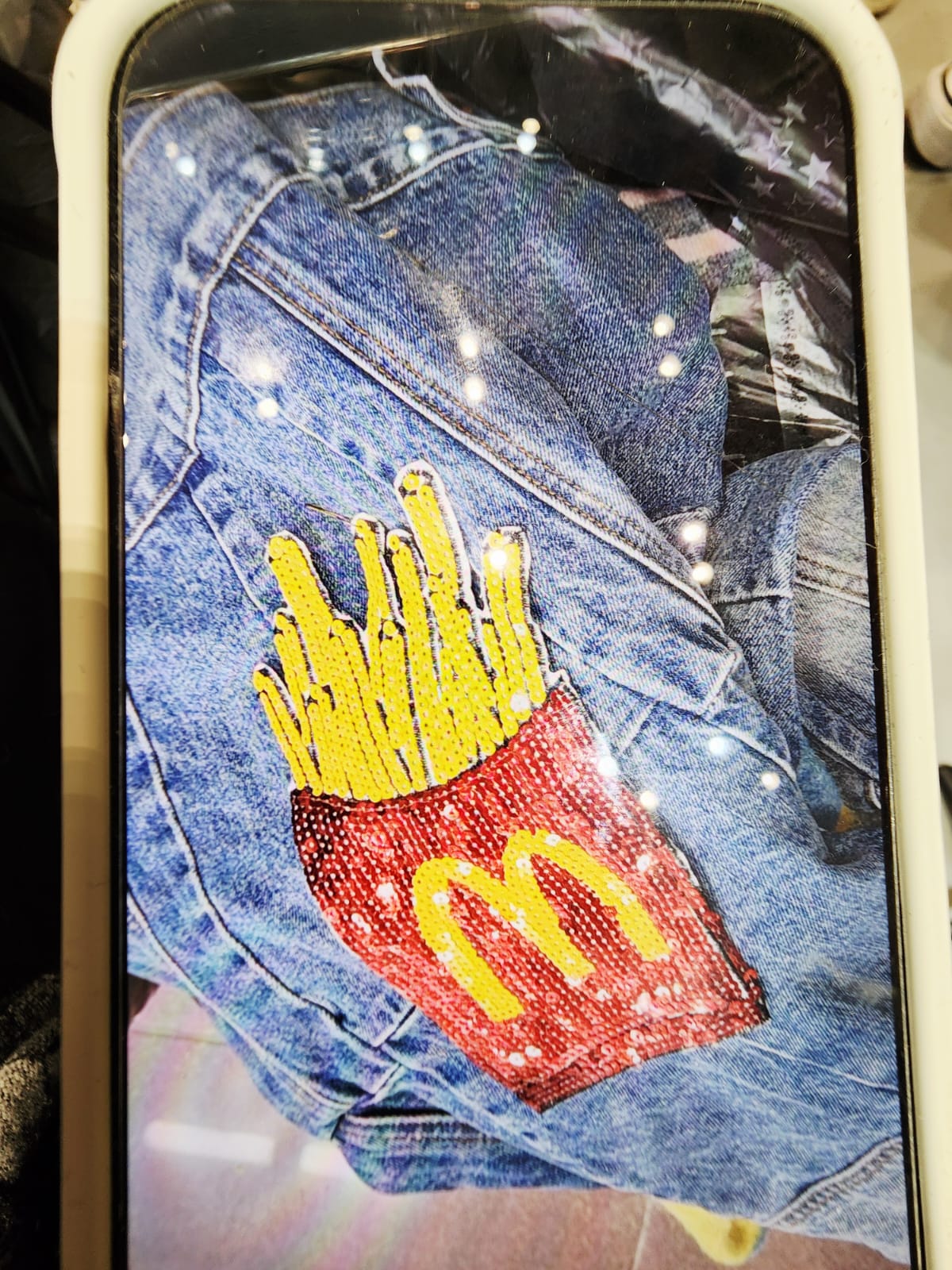 1326T BLUE DENIM JACKET WITH SEQUIN FRIES