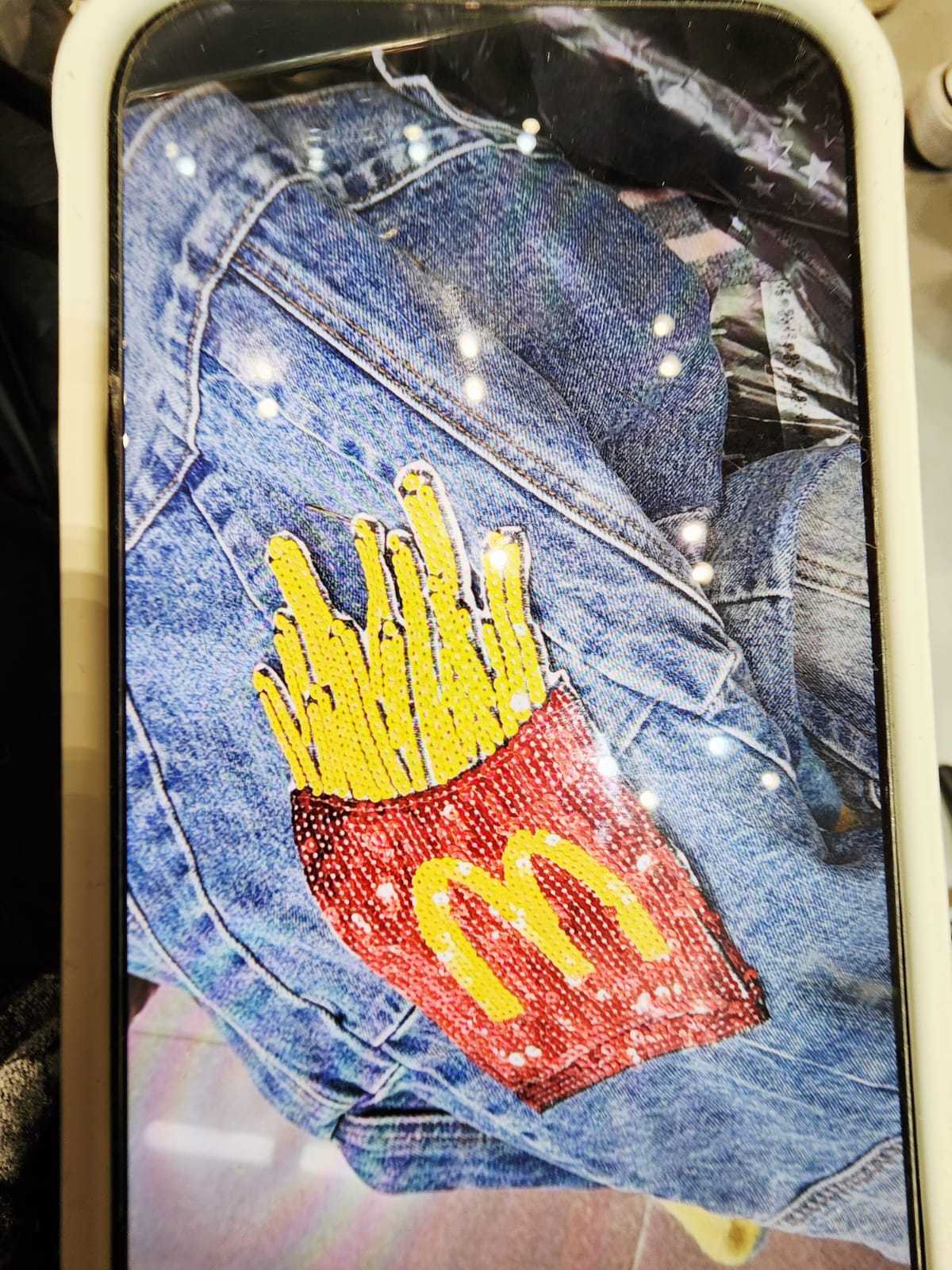 1326T BLUE DENIM JACKET WITH SEQUIN FRIES
