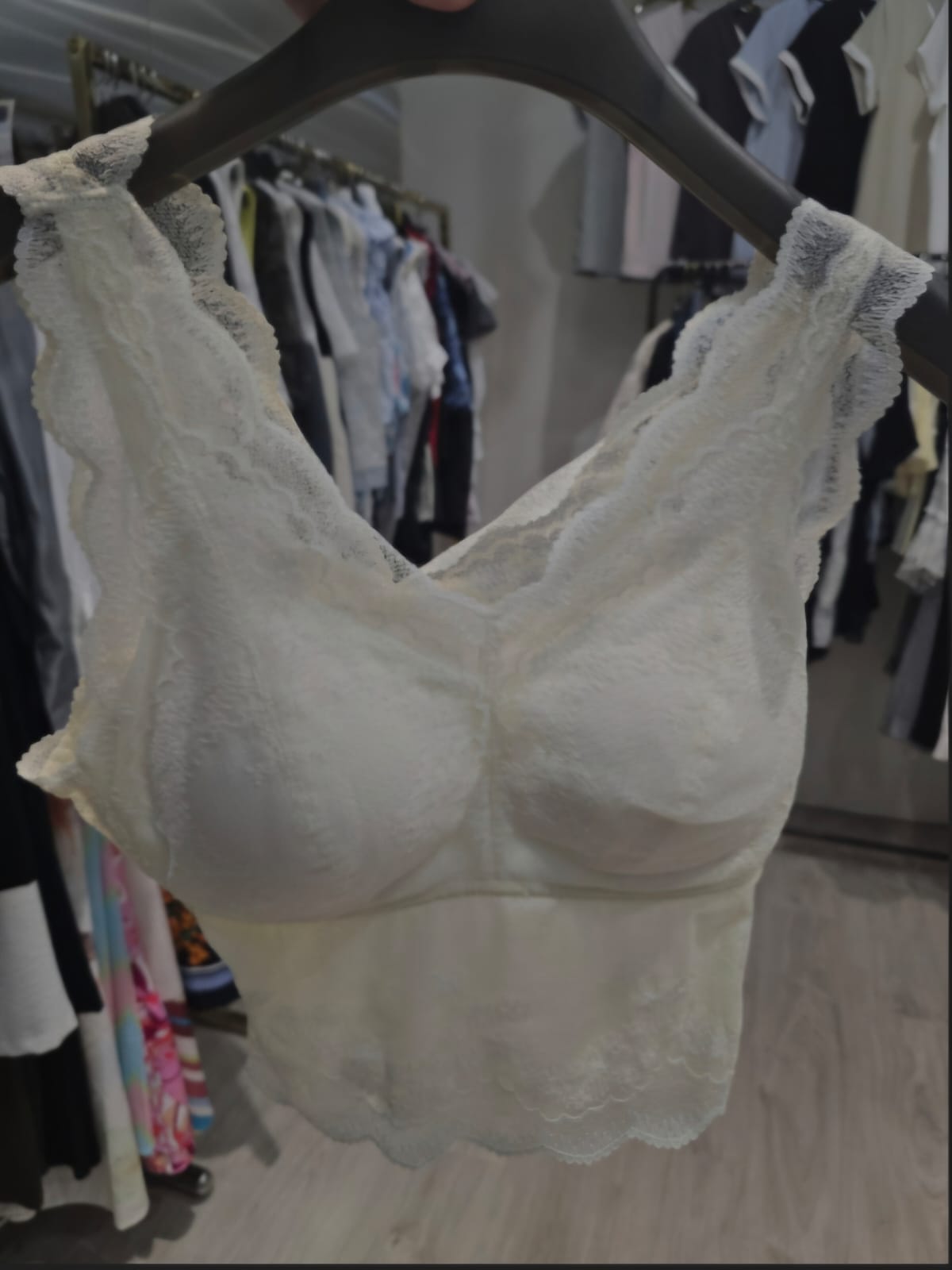 4196 LACE CROP TOP IVORY ELEGANT SCALLOPED EDGE