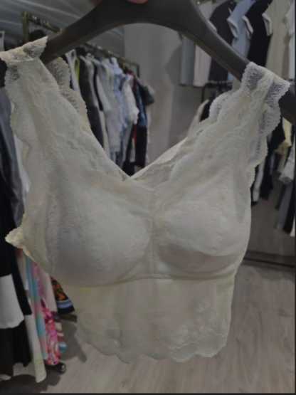 4196 LACE CROP TOP IVORY ELEGANT SCALLOPED EDGE