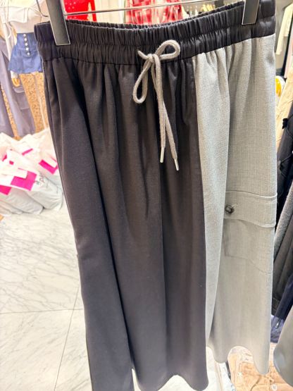 4683J BLACK CASUAL, PLAID SKIRT, RELAXED FIT, WITH DRAWSTRING WAIST