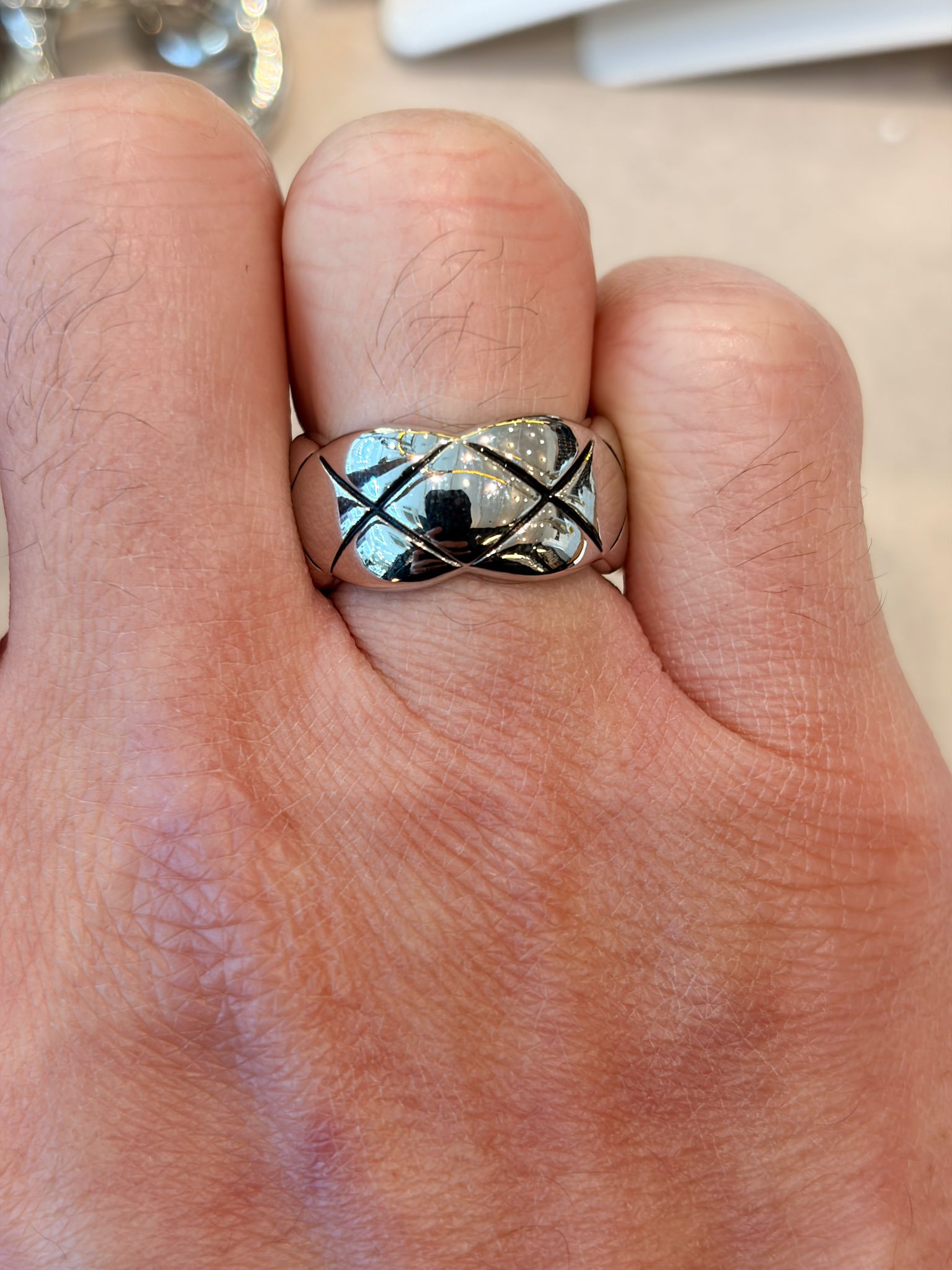 4769J SILVER QUILT RING