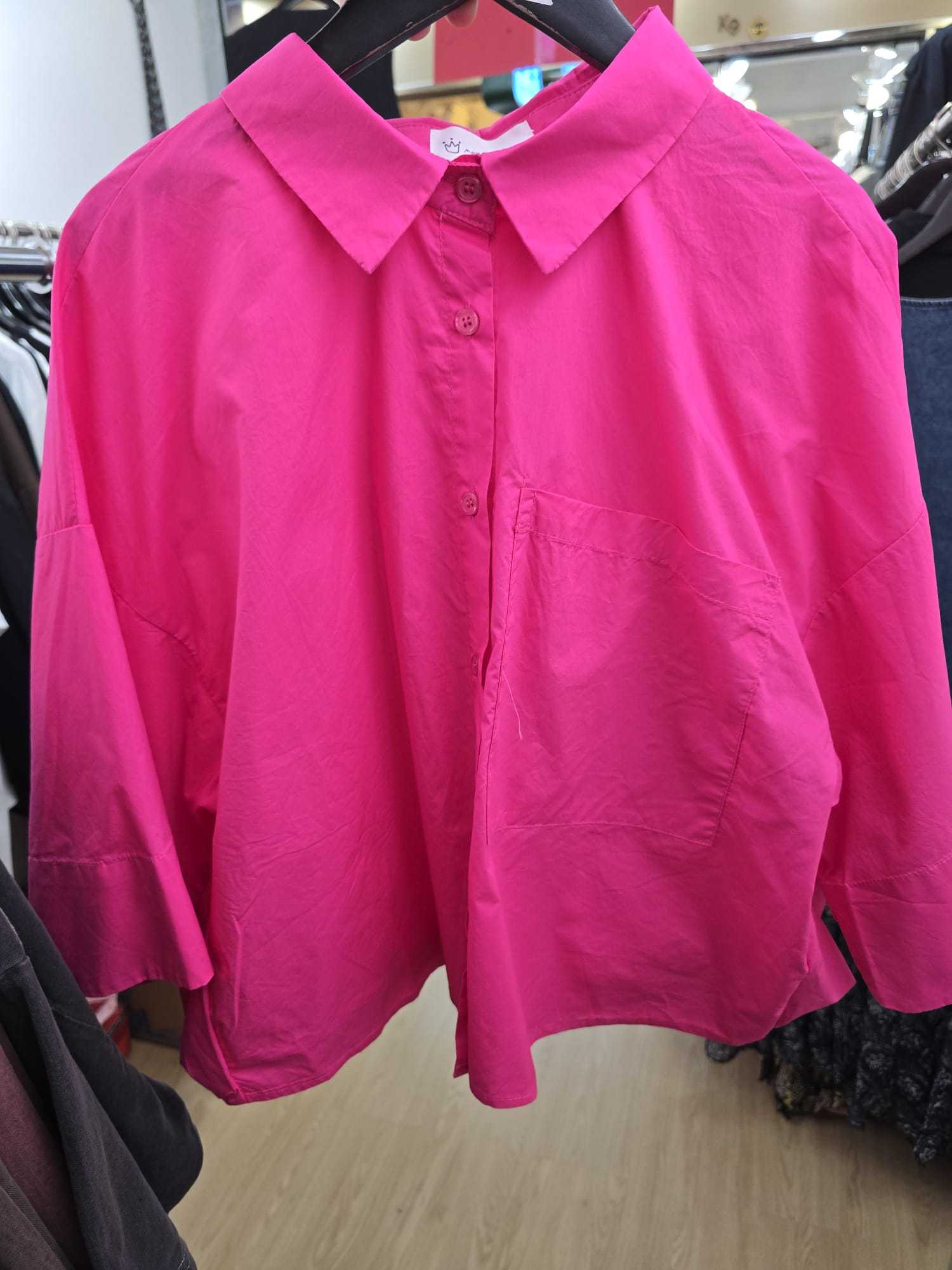 6028J PINK CASUAL BLOUSE, RELAXED FIT, WITH BUTTON-UP FRONT