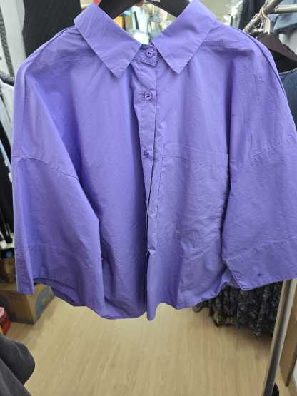 6029J PURPLE CASUAL SHIRT, RELAXED FIT, WITH BUTTON-UP FRONT