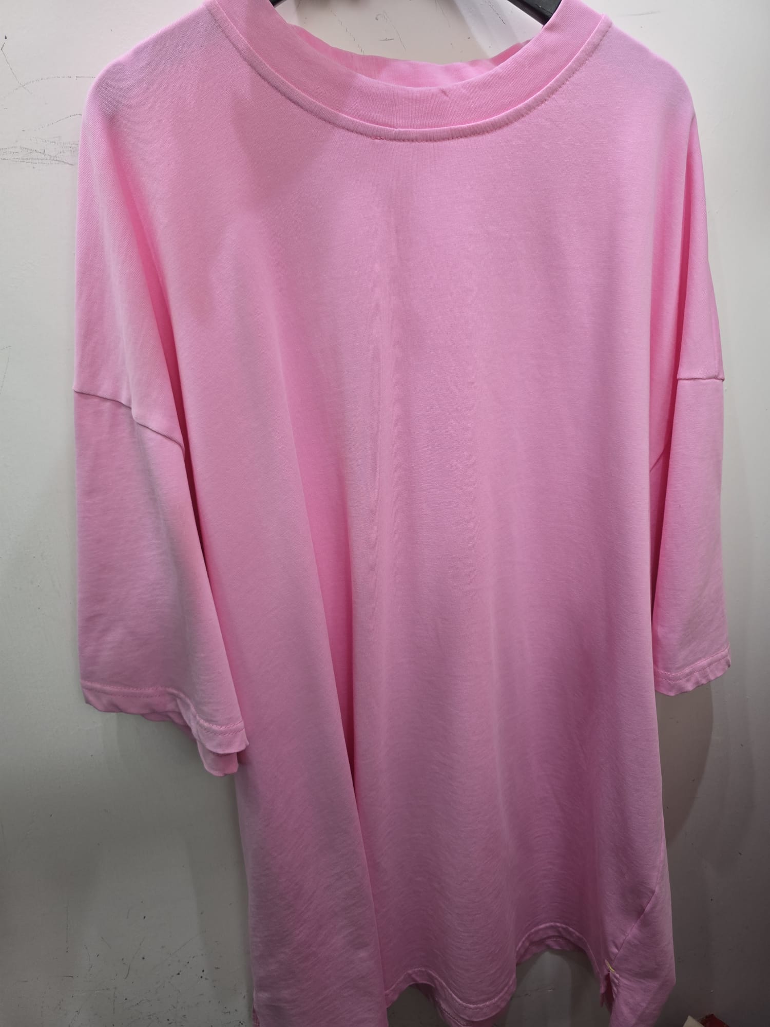 6046J PINK CASUAL TEE, RELAXED FIT, WITH DROPPED SHOULDERS
