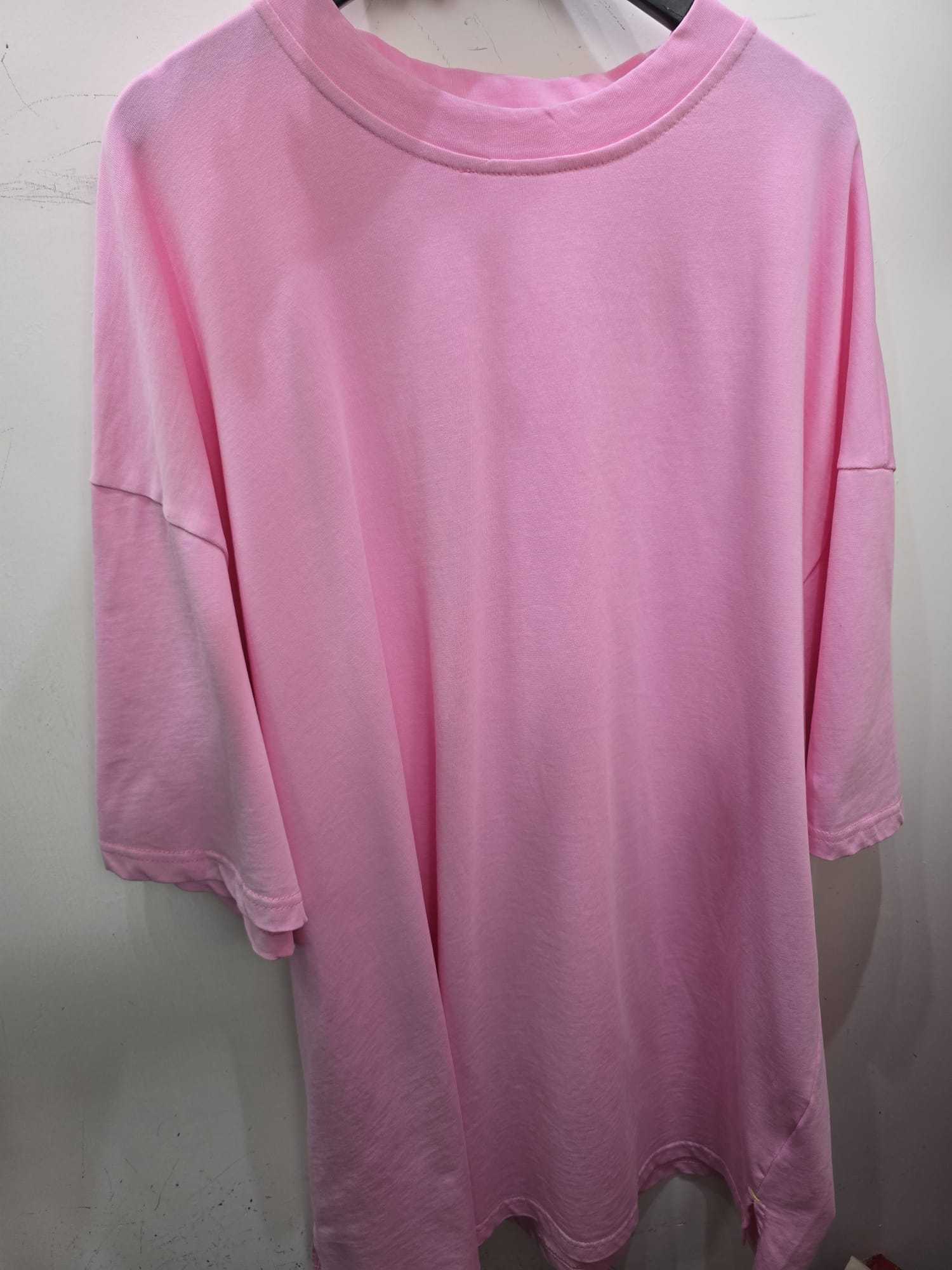 6046J PINK CASUAL TEE, RELAXED FIT, WITH DROPPED SHOULDERS