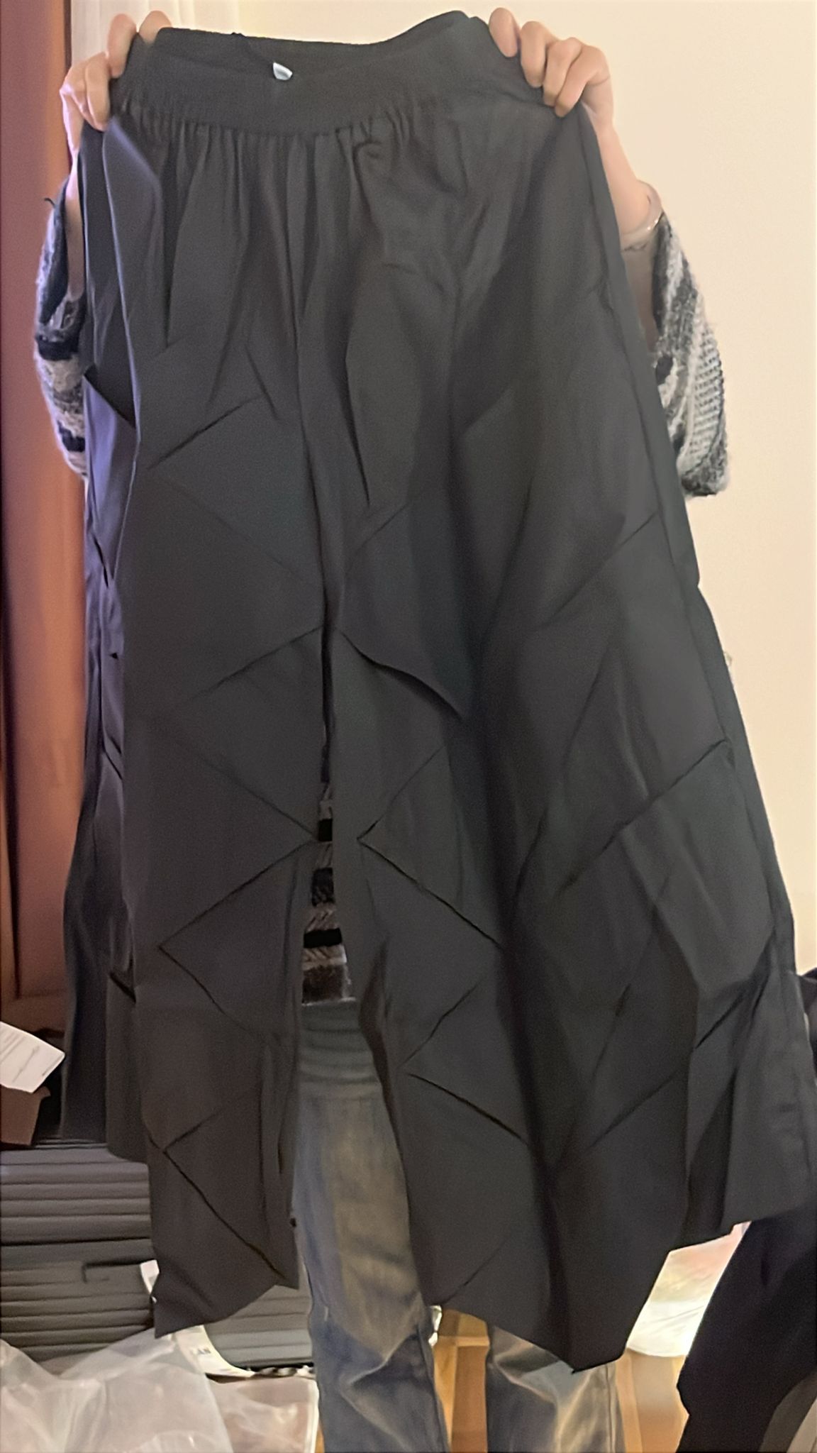 3787S GREY VINTAGE CULOTTES, RELAXED FIT, with GEOMETRIC PLEATS