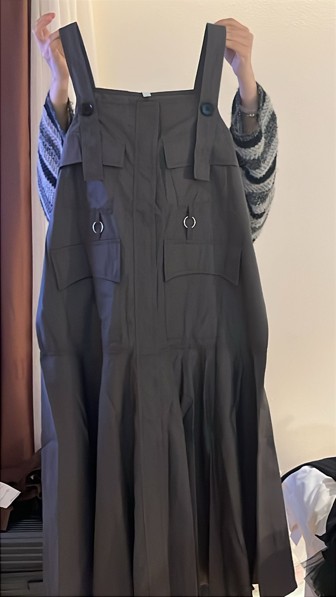 3824S GREY VINTAGE, MINIMALIST DRESS, RELAXED FIT, with BUTTON STRAPS