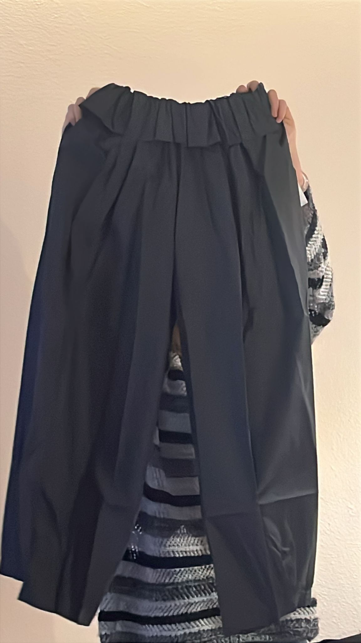 3837S DARK GREY MINIMALIST TROUSERS, RELAXED FIT, with ELASTIC WAISTBAND