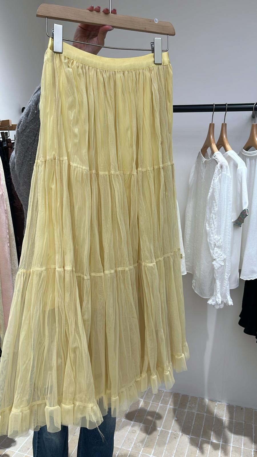 3935S YELLOW BOHO SKIRT, FLOWY FIT, with TIERED RUFFLES