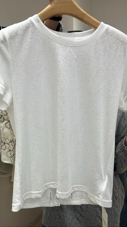 3956S WHITE CREW NECK SHIRT TOP WITH BACK LACE DESIGN