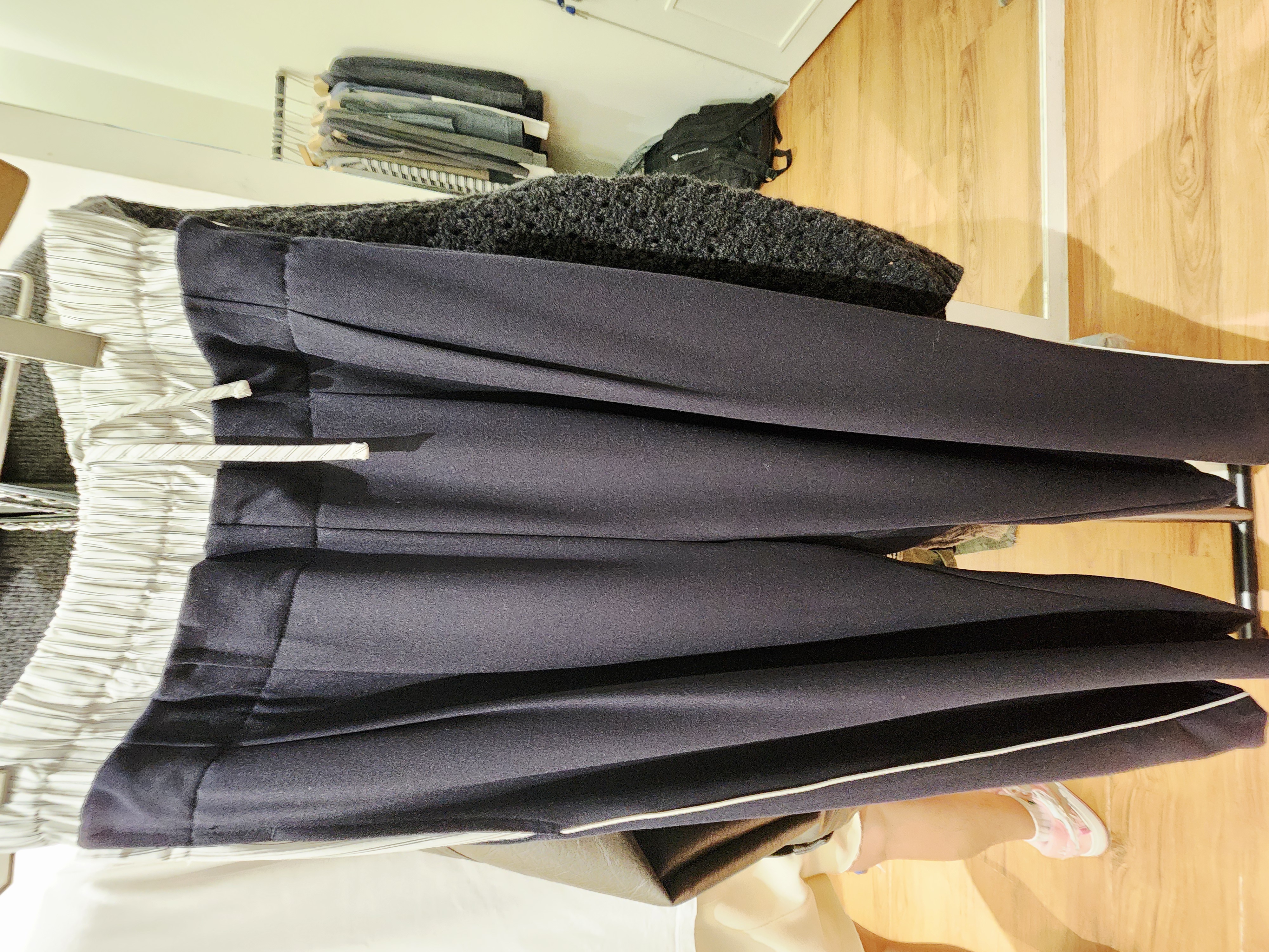 8475K BLACK CASUAL, MINIMALIST TROUSERS, RELAXED FIT, with ELASTIC WAISTBAND