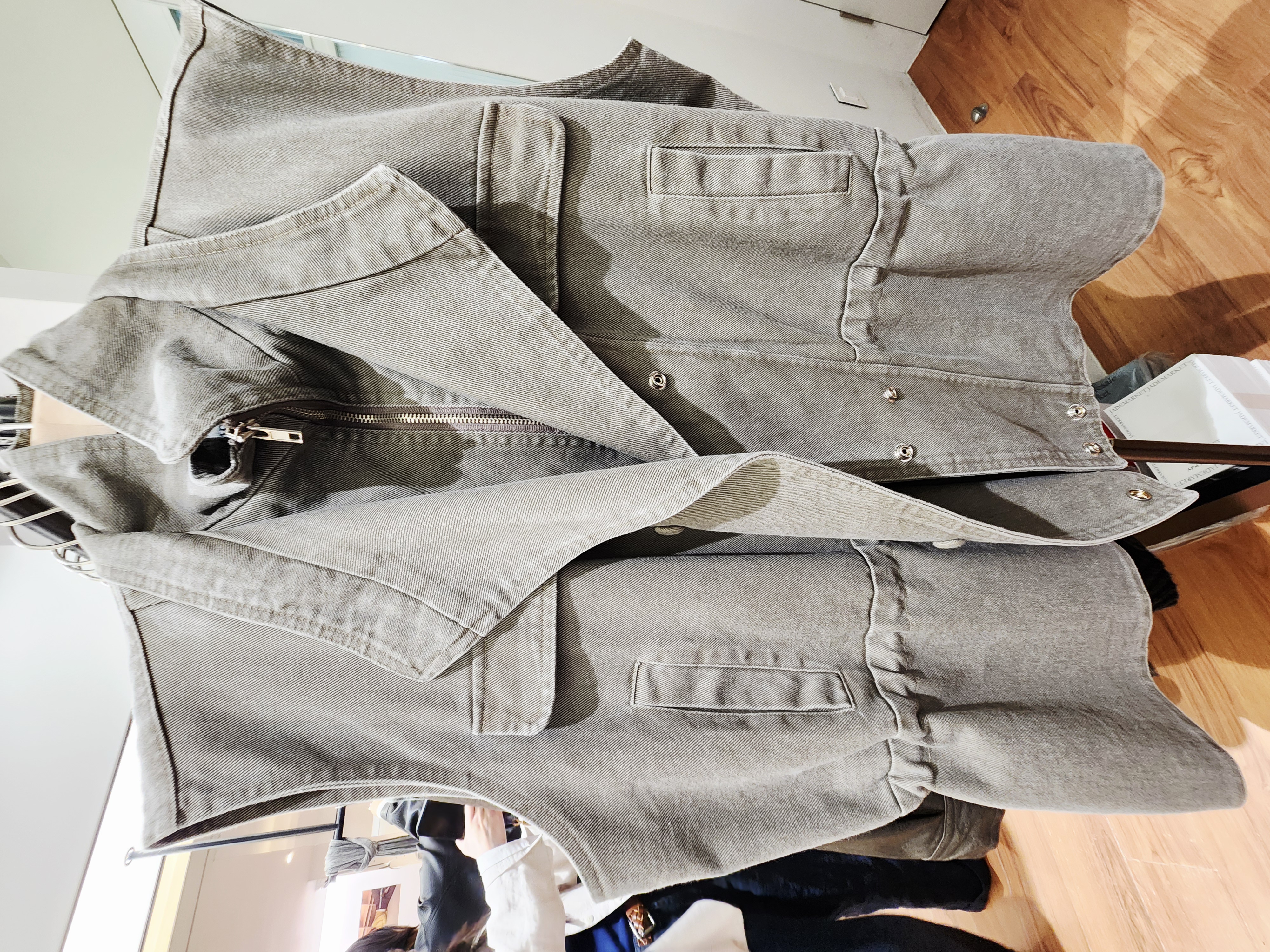 8471K KHAKI GREEN CASUAL, DENIM VEST, RELAXED FIT, with ZIP FRONT AND FLAP POCKETS