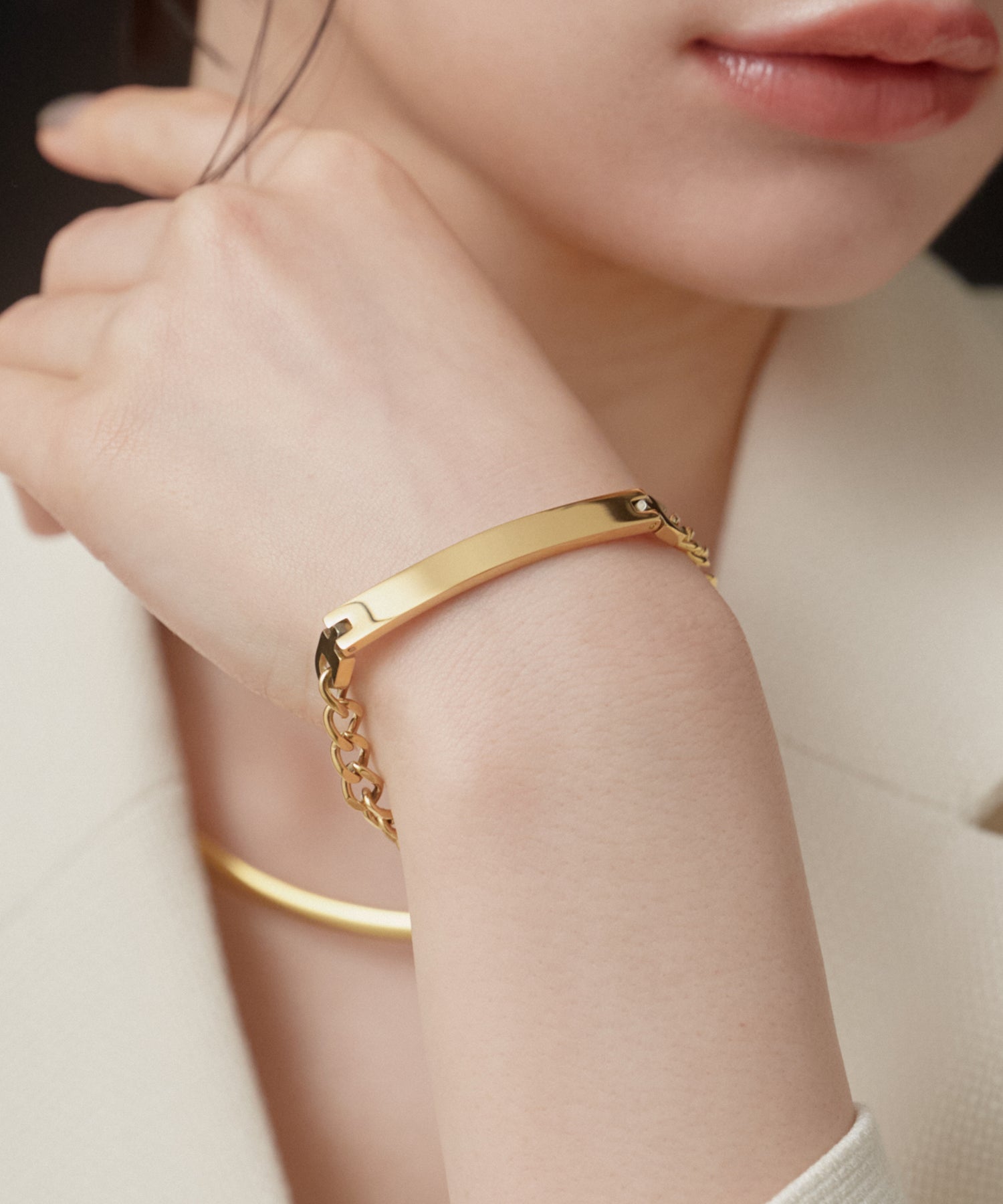 Plate Chain Bracelet［Stainless］