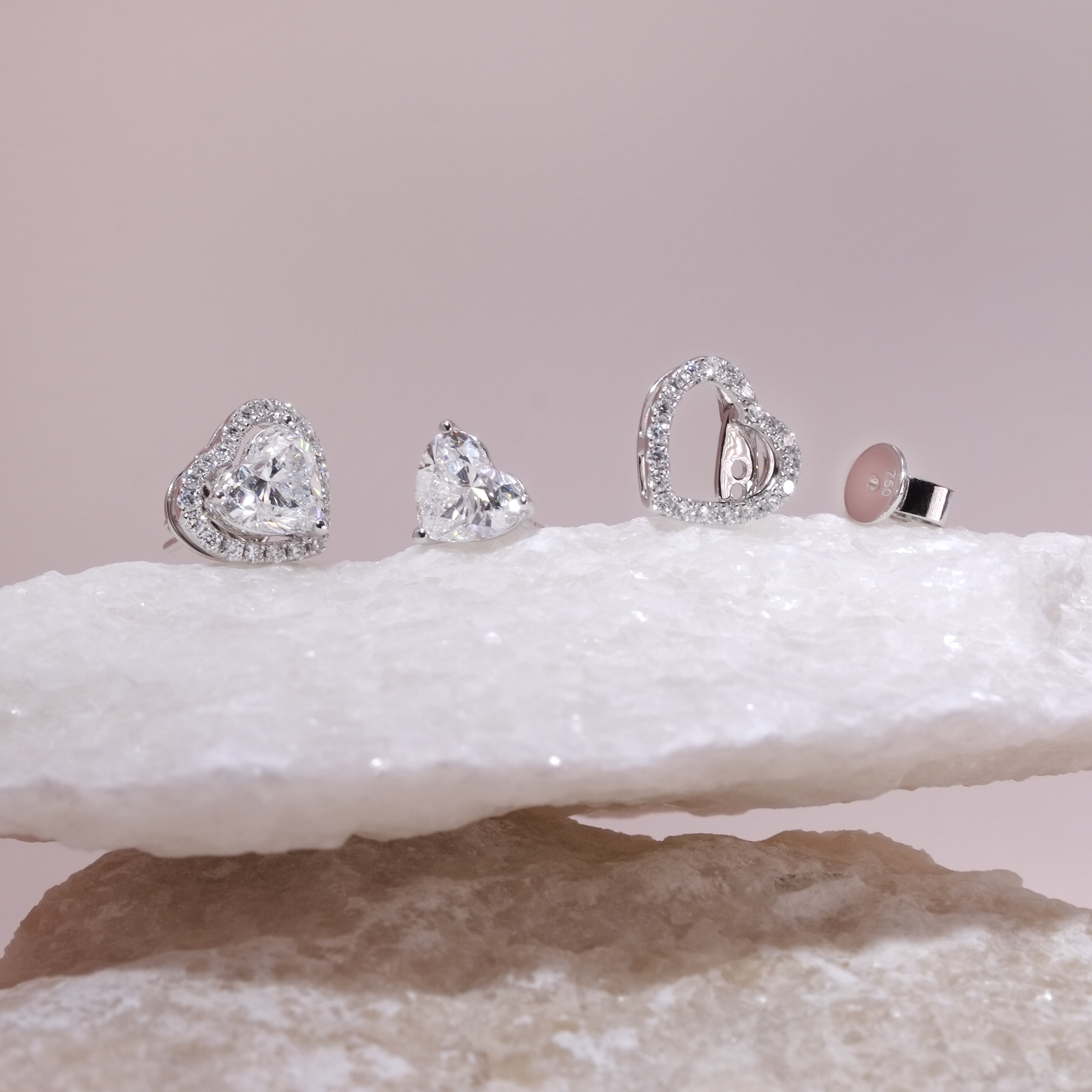 光環心形培育鑽石三戴耳環