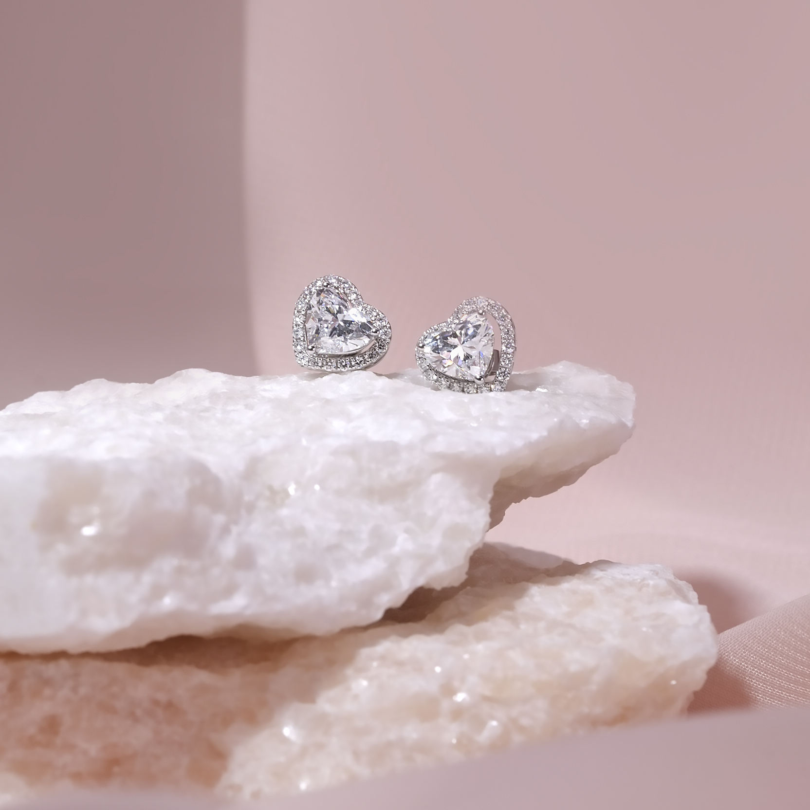 光環心形培育鑽石三戴耳環