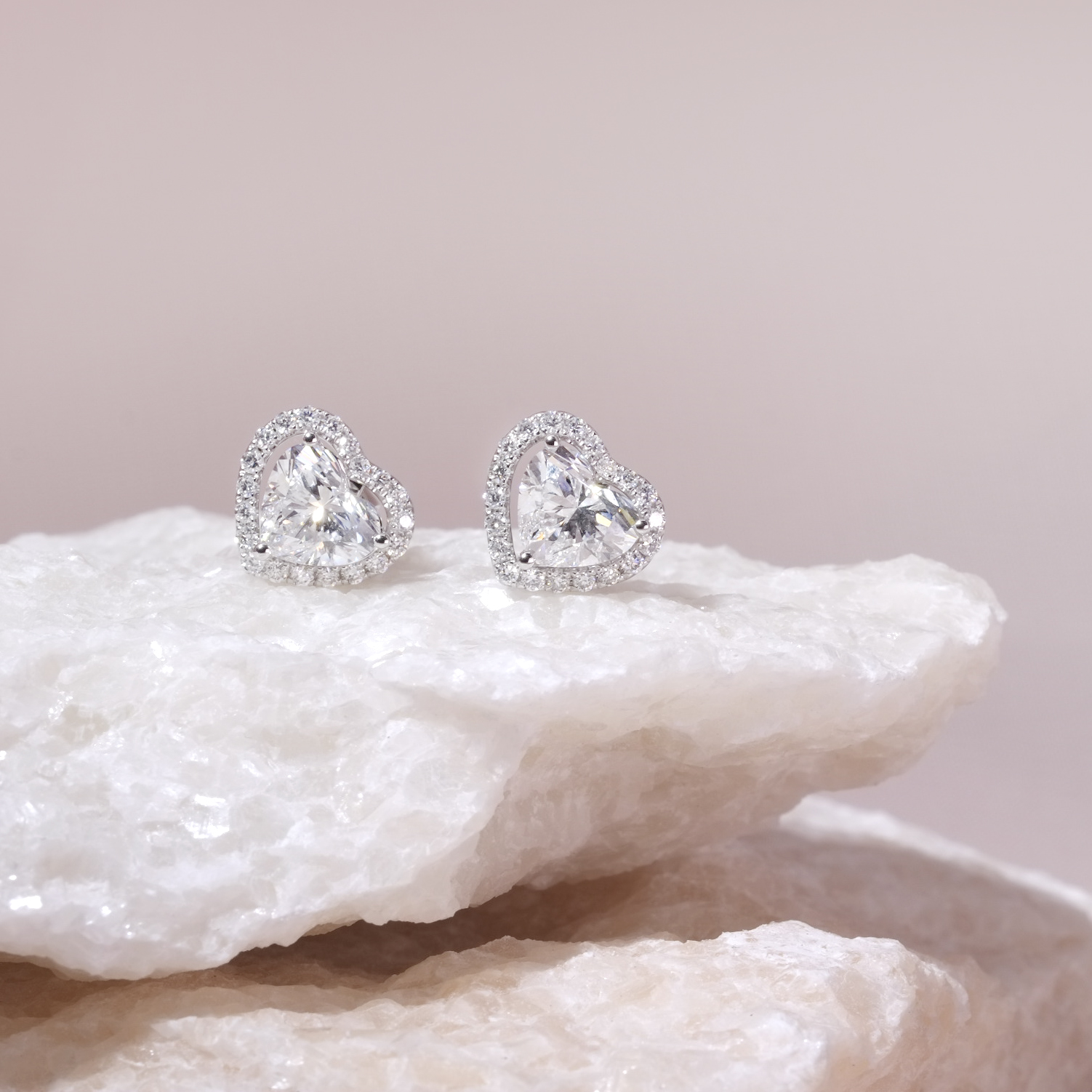 光環心形培育鑽石三戴耳環