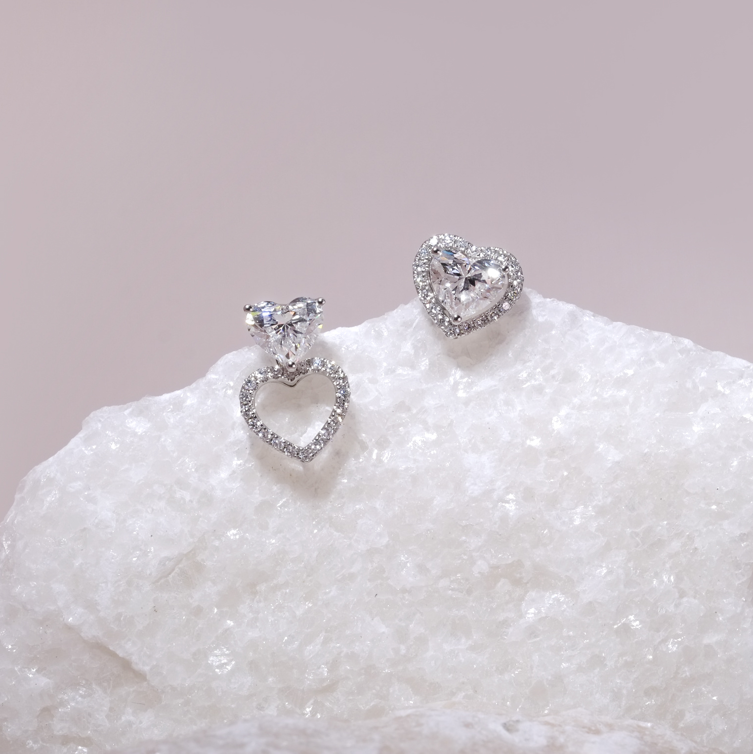 光環心形培育鑽石三戴耳環