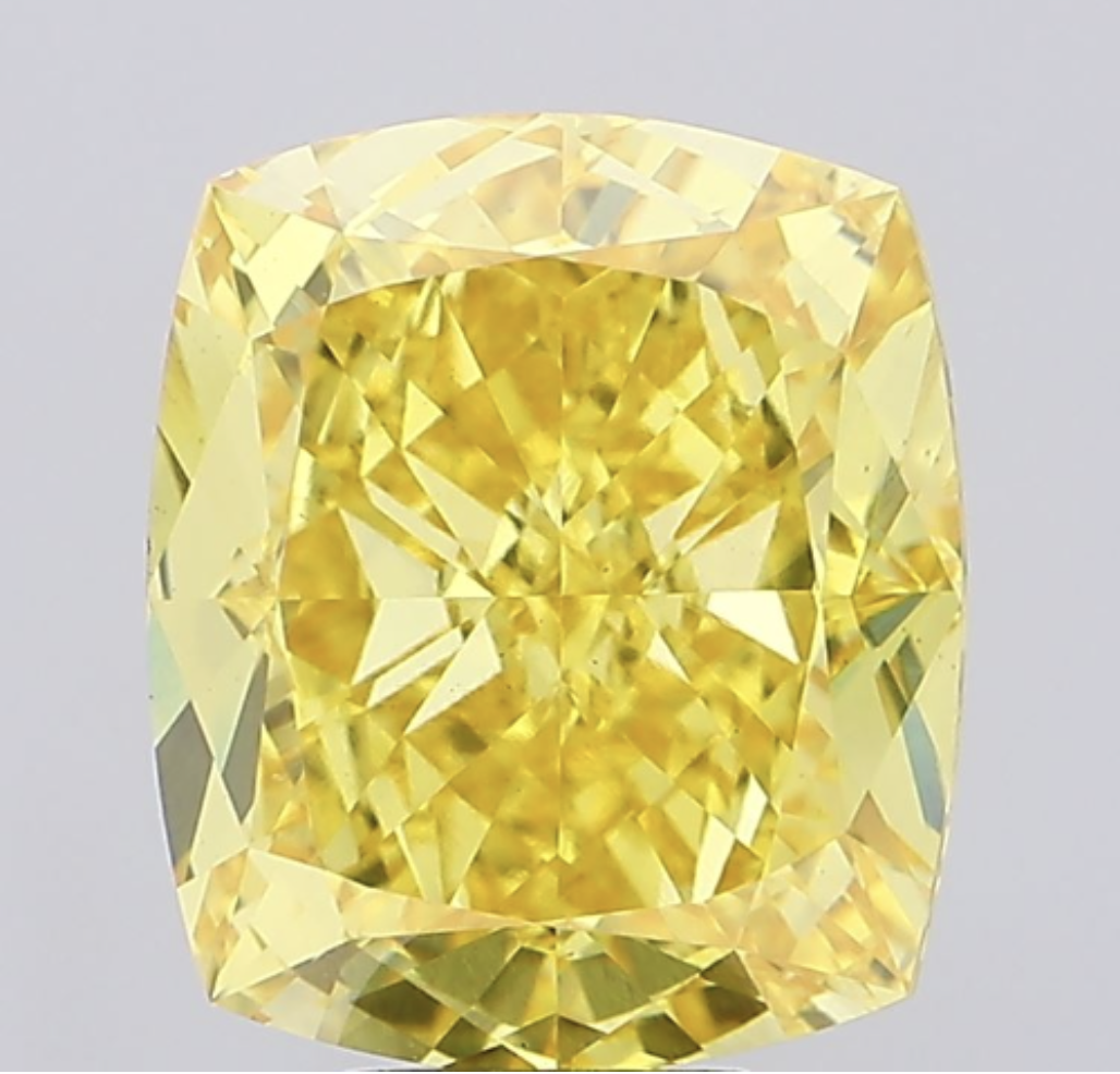 Lab Grown 10.58ct Fancy Vivid Yellow VS1 Cushion Diamond IGI 755517734
