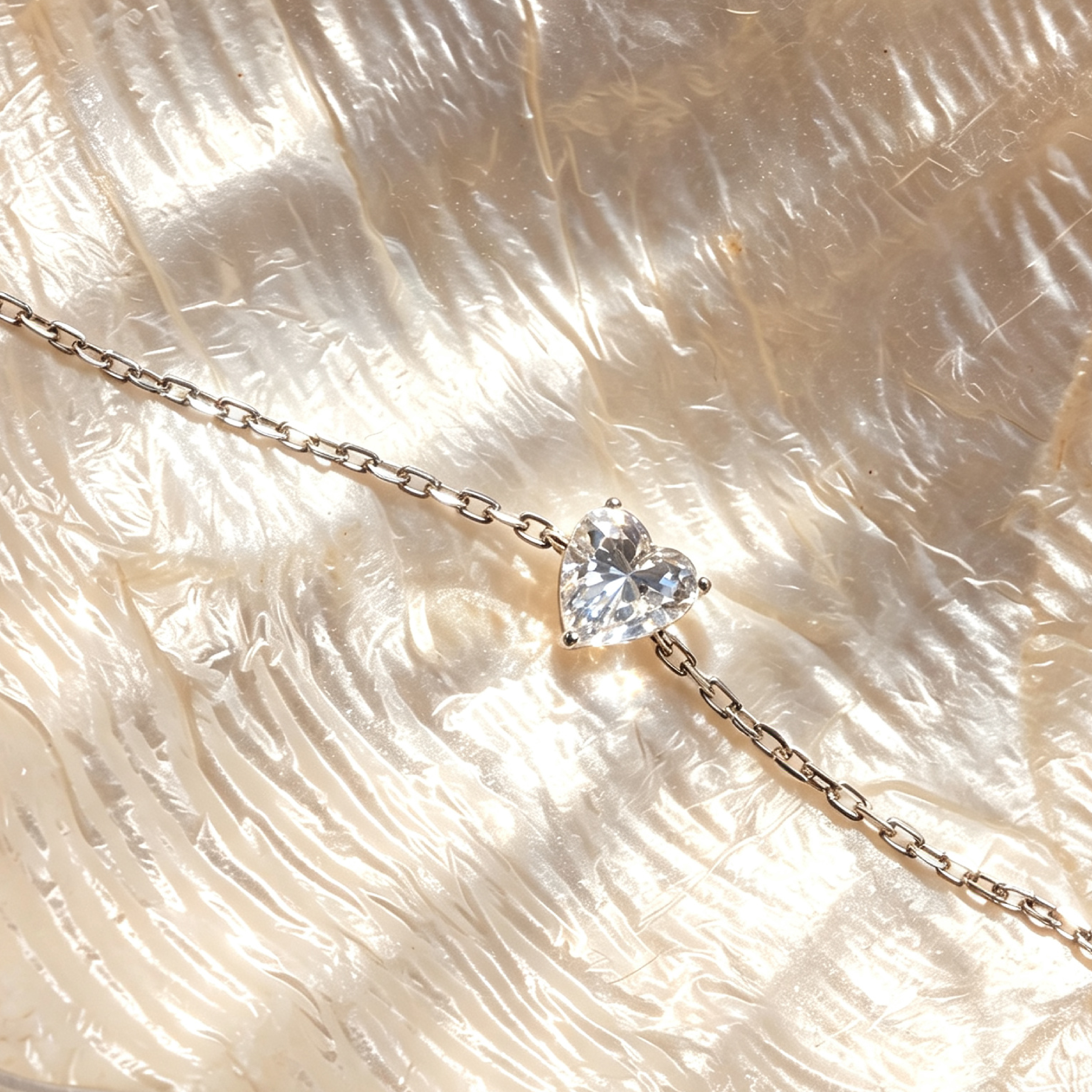 0.5ct 心形單鑽培育鑽石18K白金手鏈