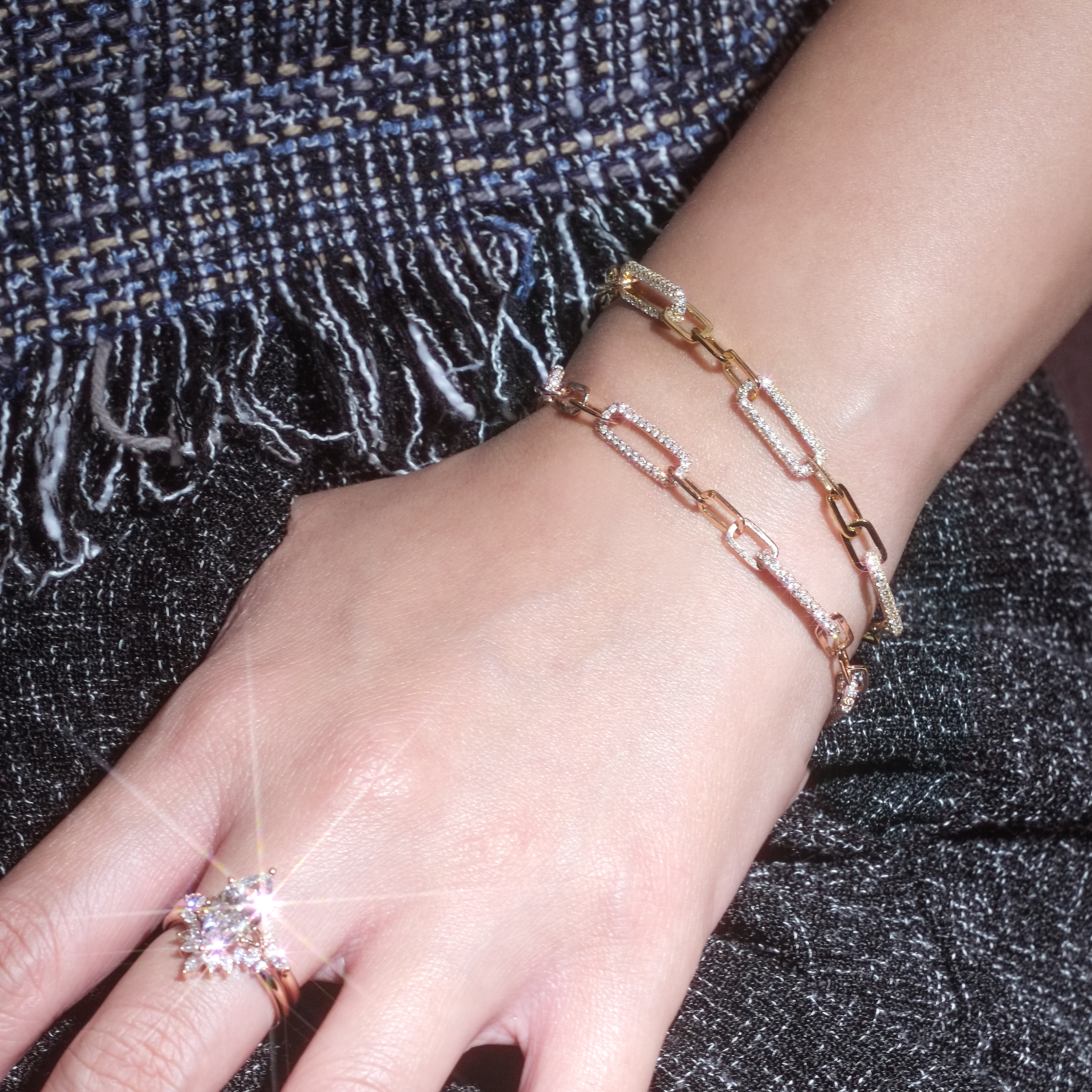 培育鑽石萬字夾手鏈