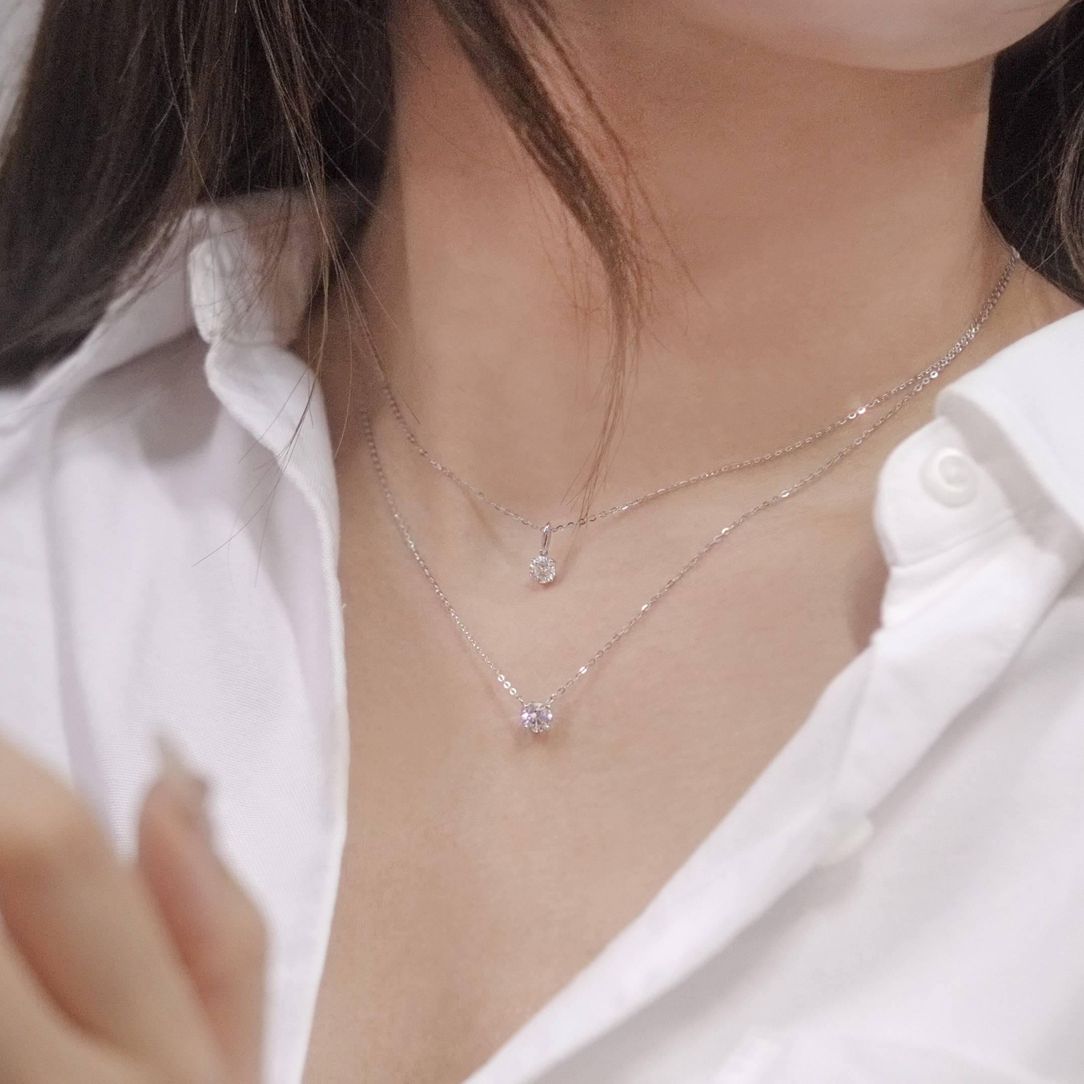 四爪梗鑲培育鑽石頸鏈 (1ct)