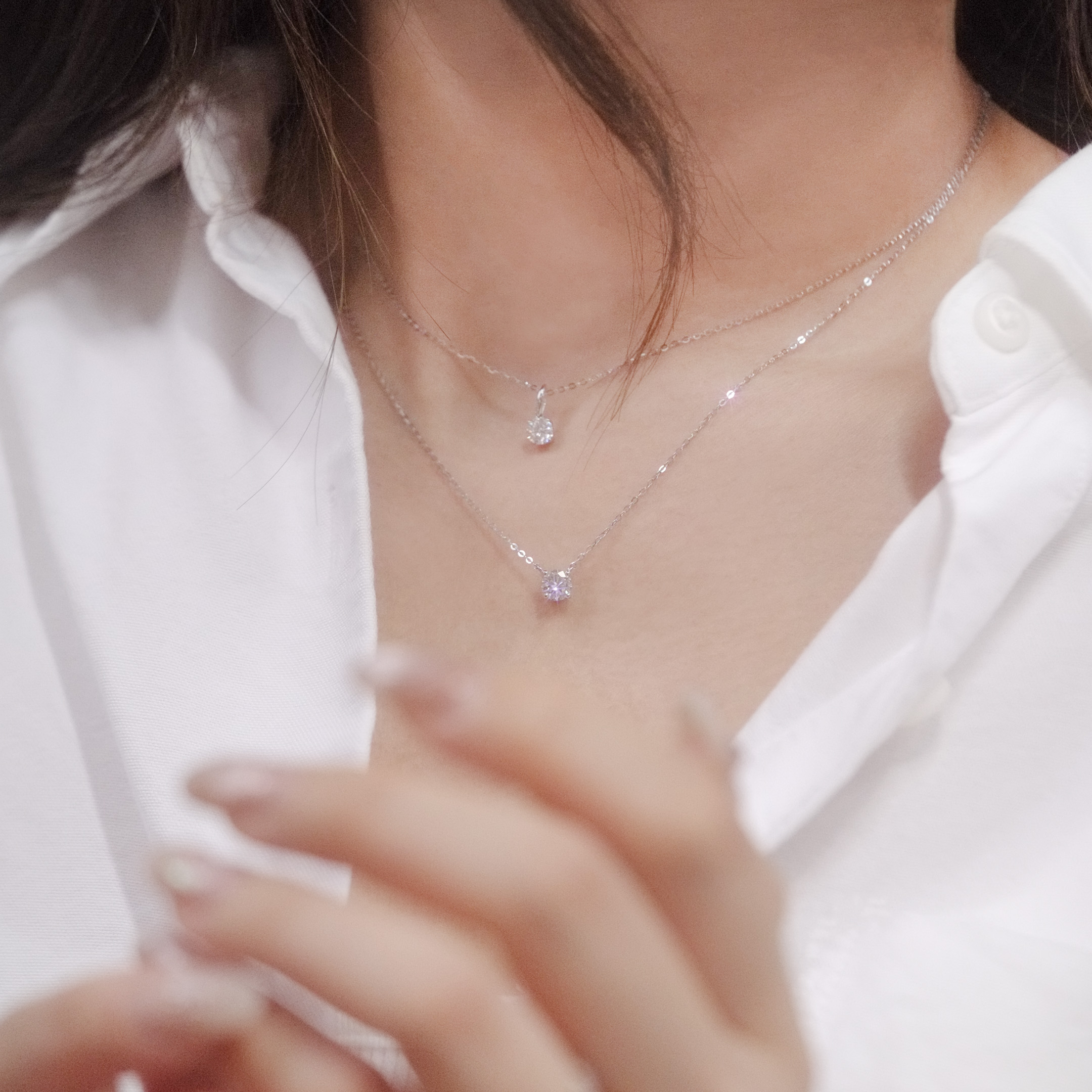 四爪梗鑲培育鑽石頸鏈 (1ct)