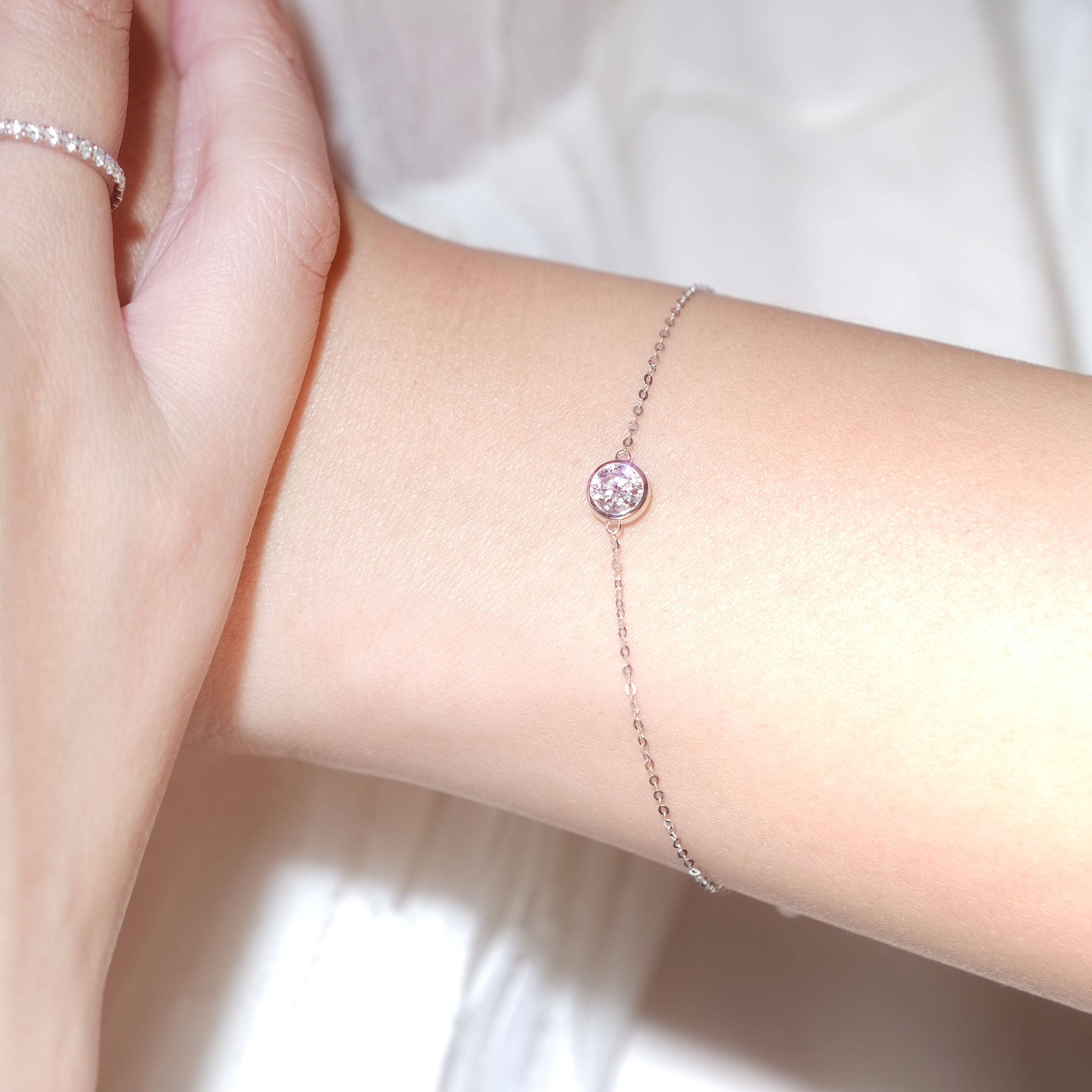 水泡單鑽培育鑽石手鏈 (附證書)