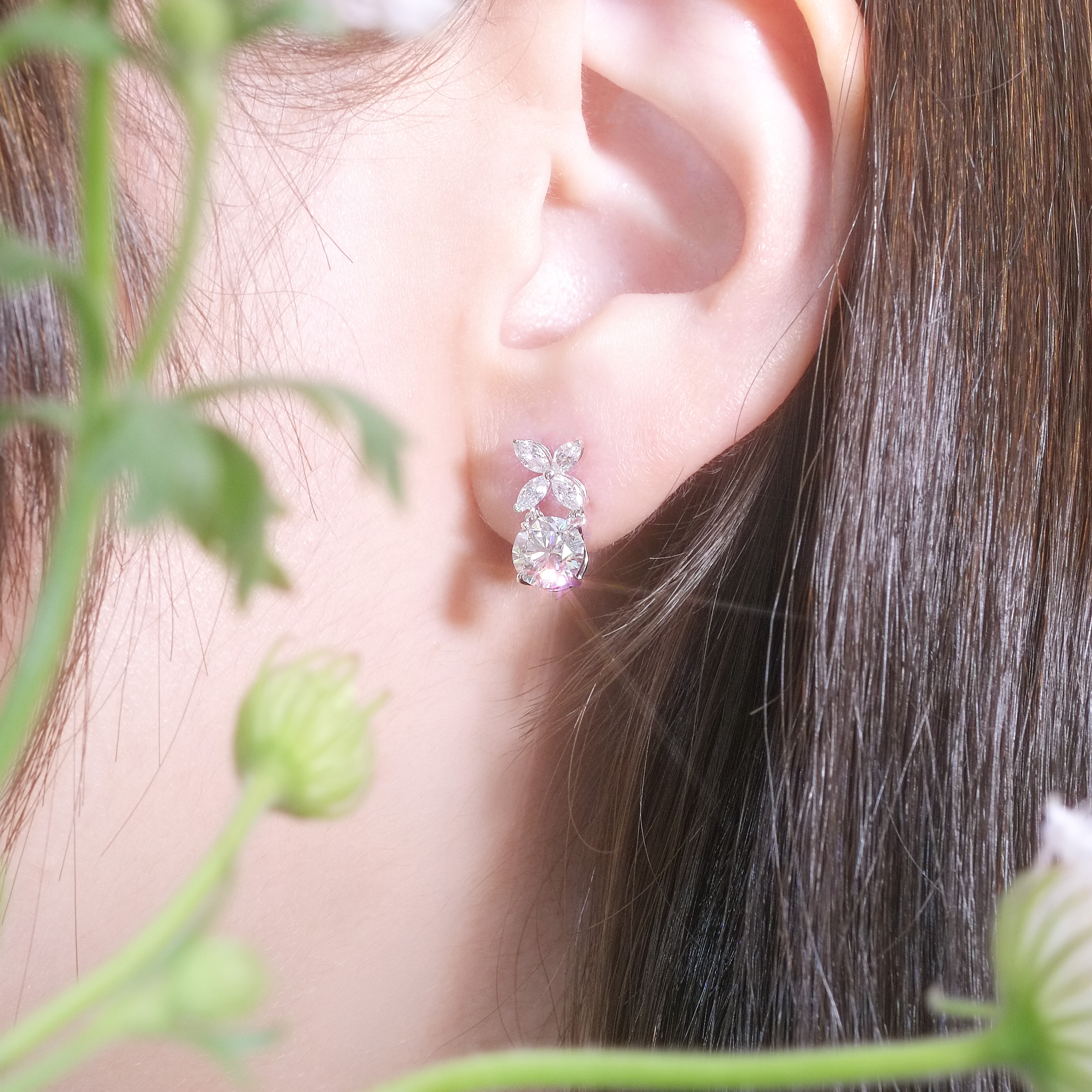 蝶舞花綻培育鑽石耳環