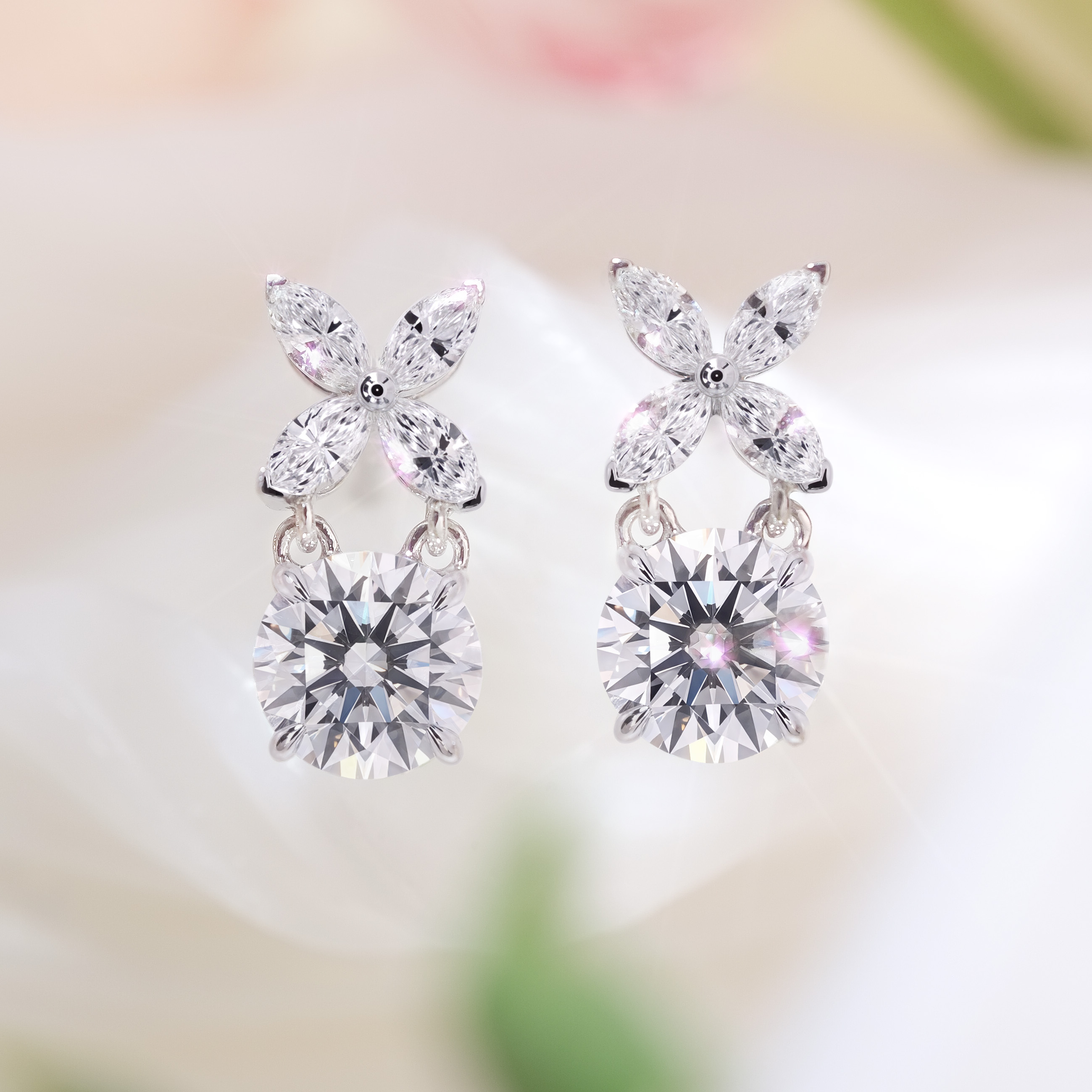 蝶舞花綻培育鑽石耳環