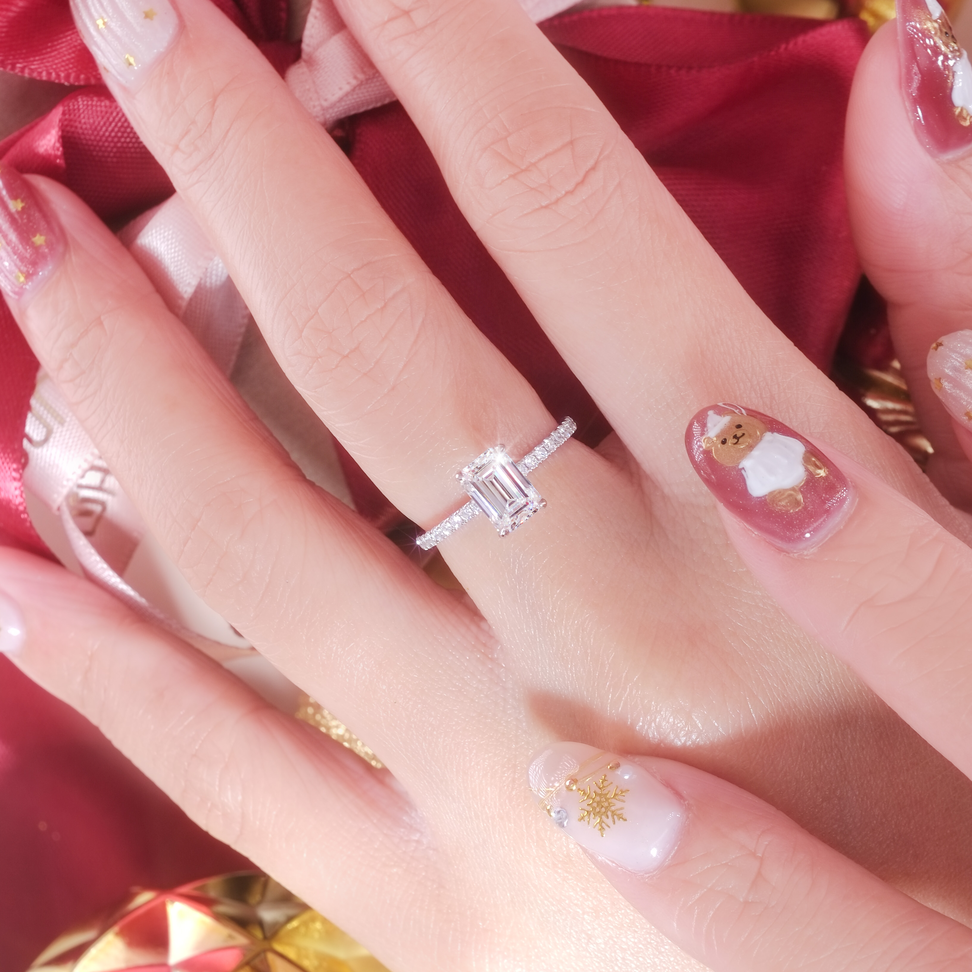 1.54ct D VVS2 祖母綠形培育鑽石18K白金戒指 (附證書)