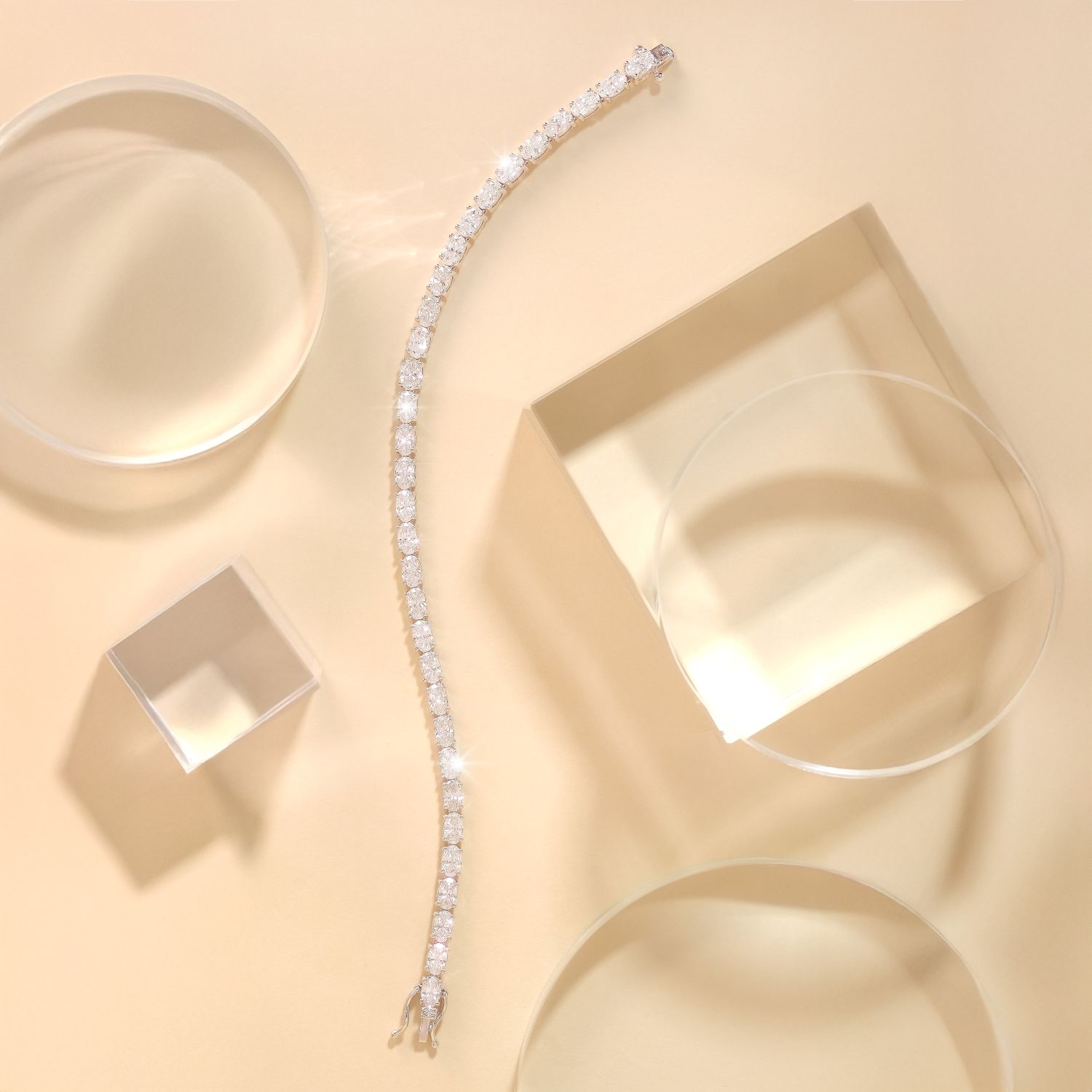 橢圓形培育鑽石網球手鏈